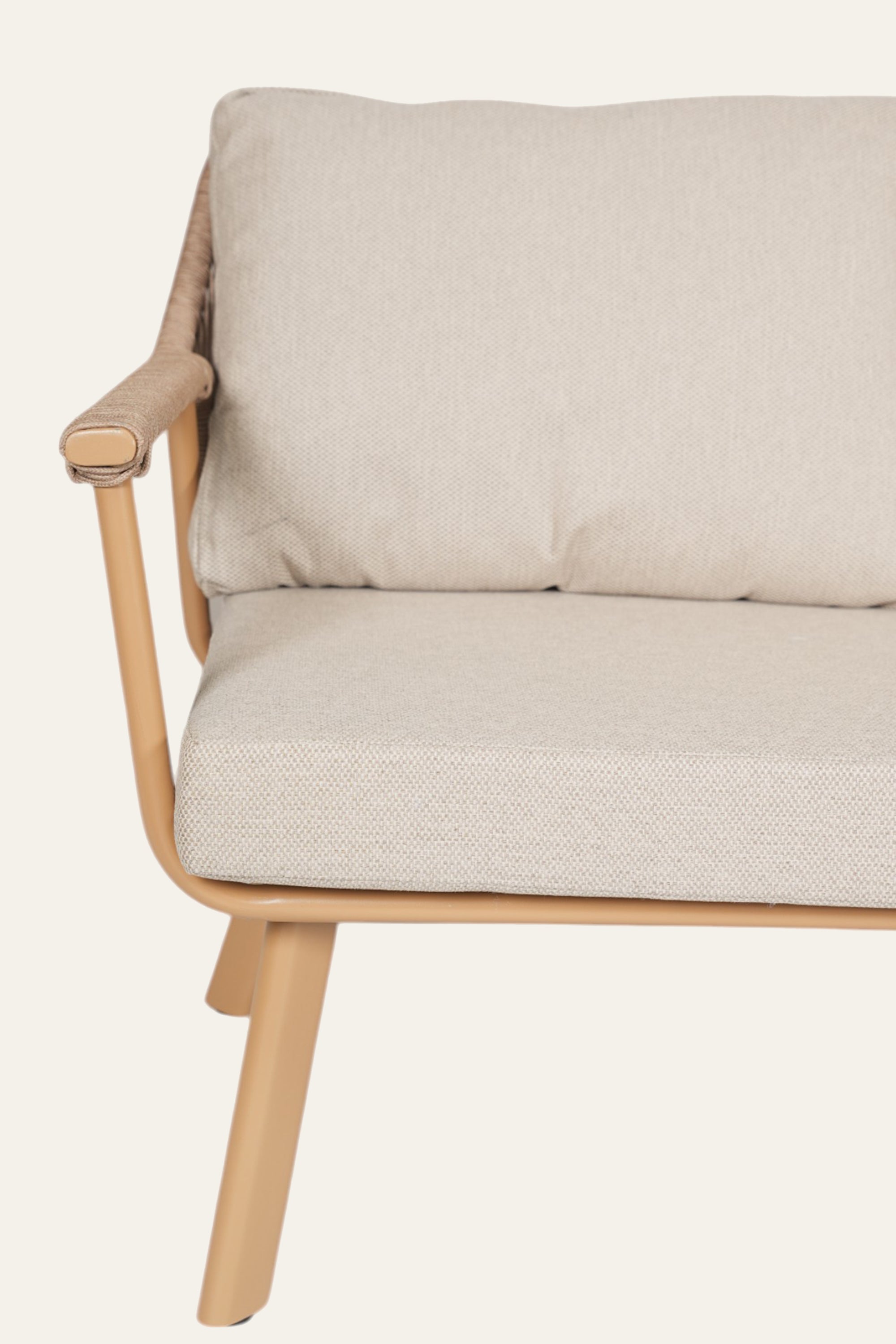 Brown Outdoor 2 Seater Sofa with Woven Rope