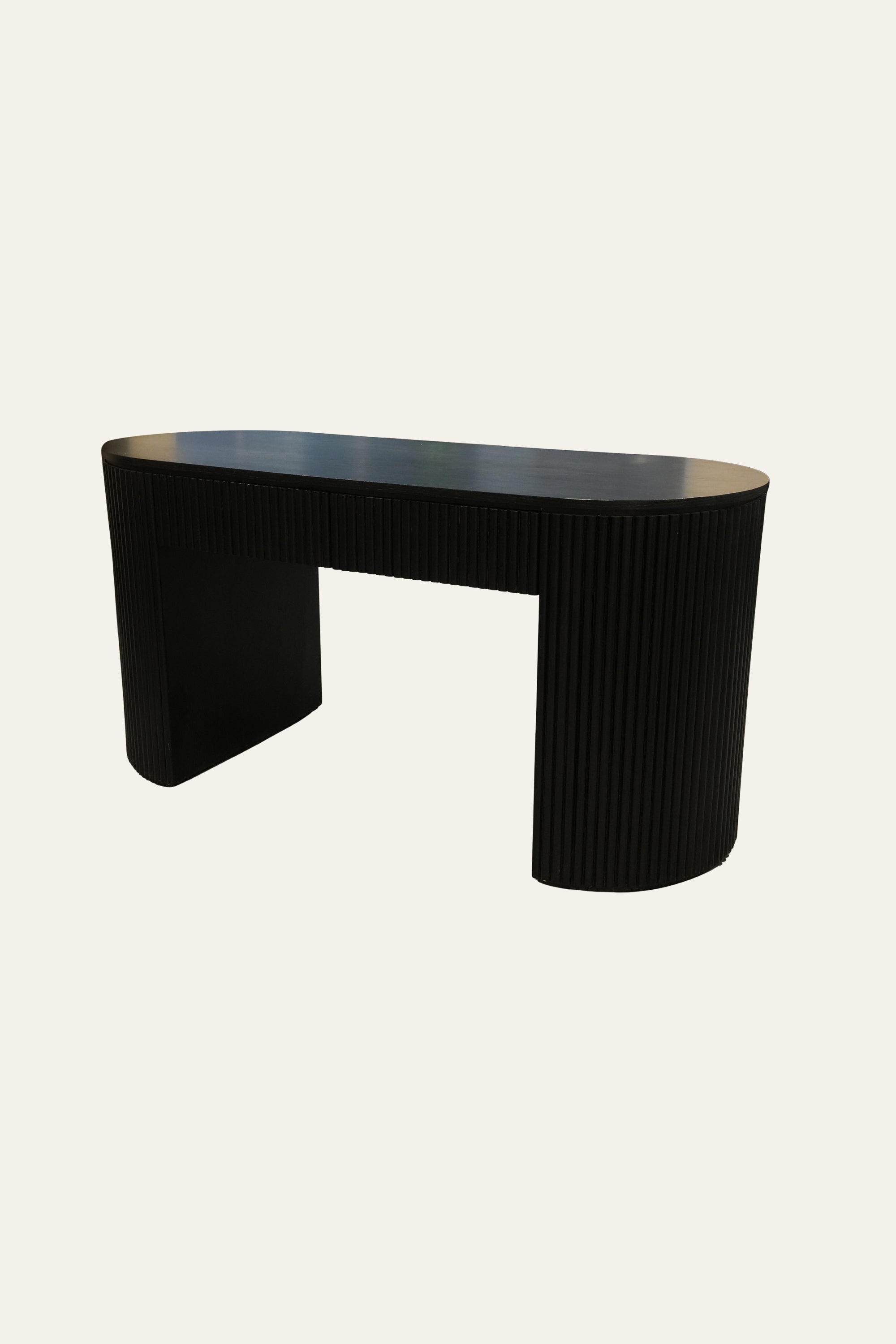 Rectangular  Modern Black Fluted Oak Console Table