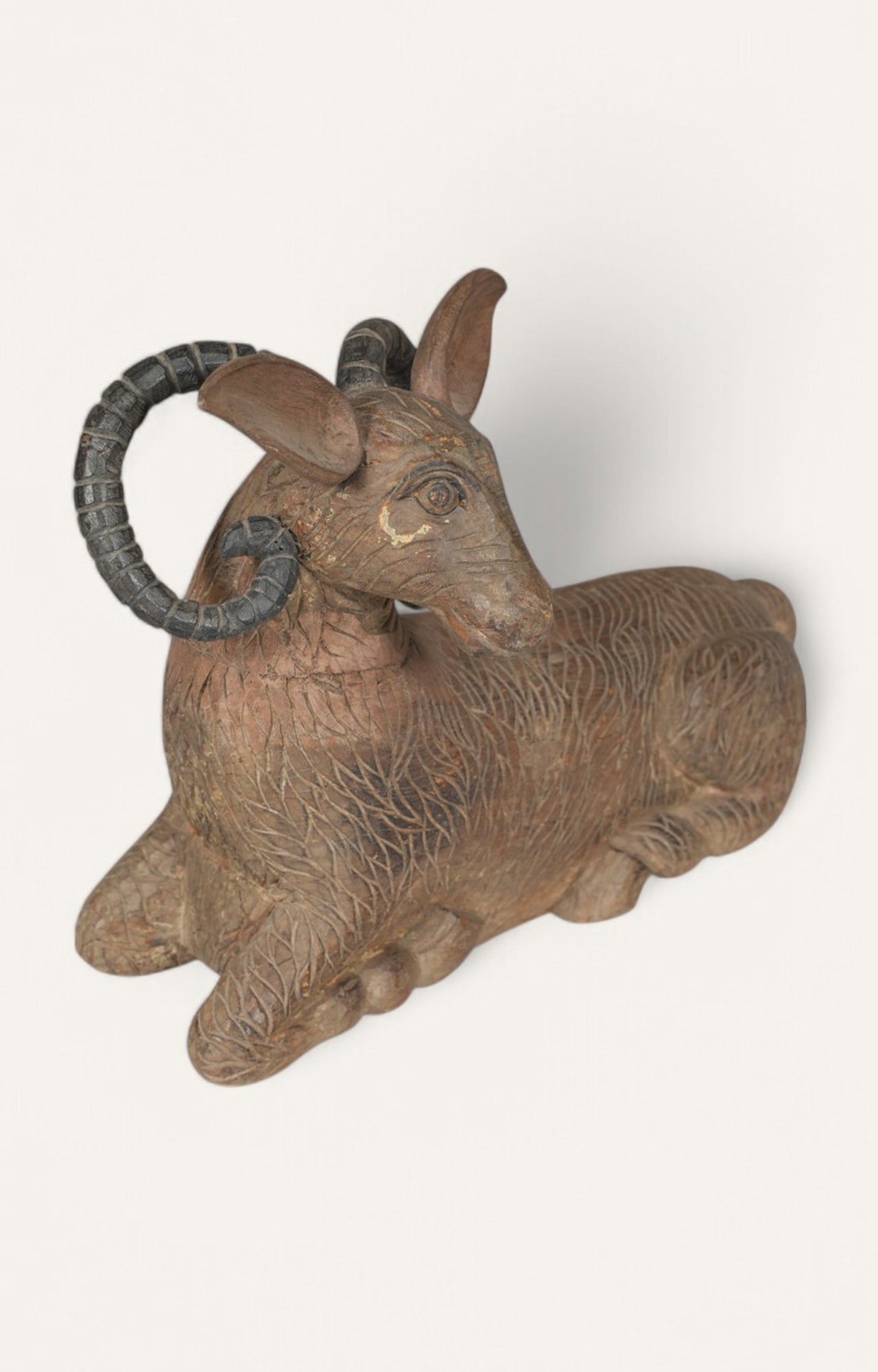 Ram Sheep Figurine with Carved Texture