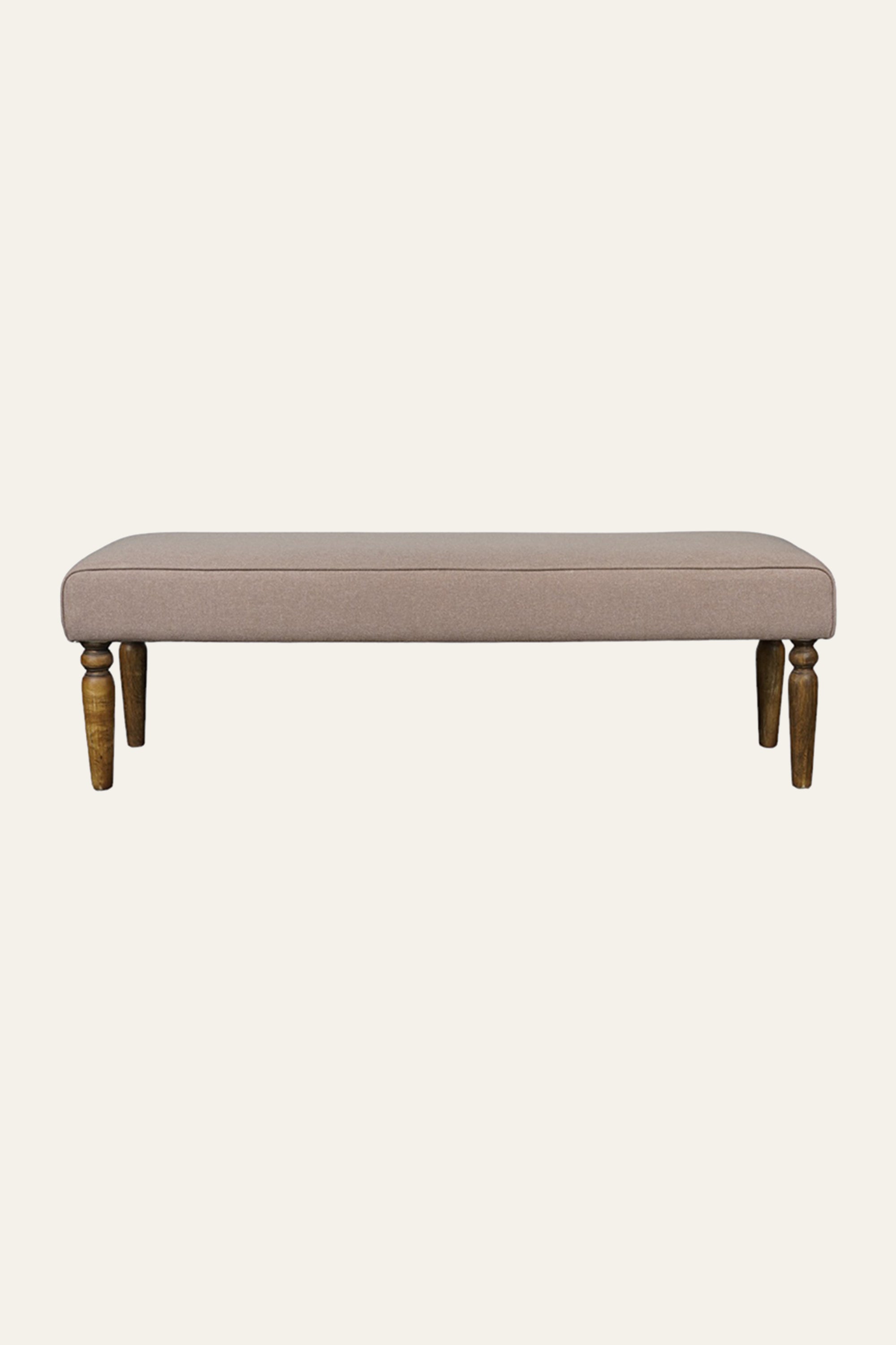 Long Upholstered Solid Wood Bench with Tapered Legs