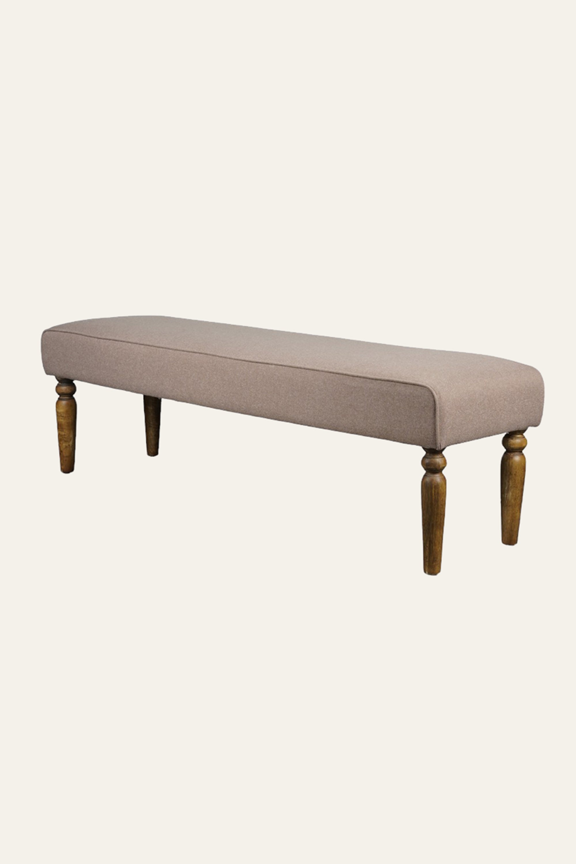 Long Upholstered Solid Wood Bench with Tapered Legs