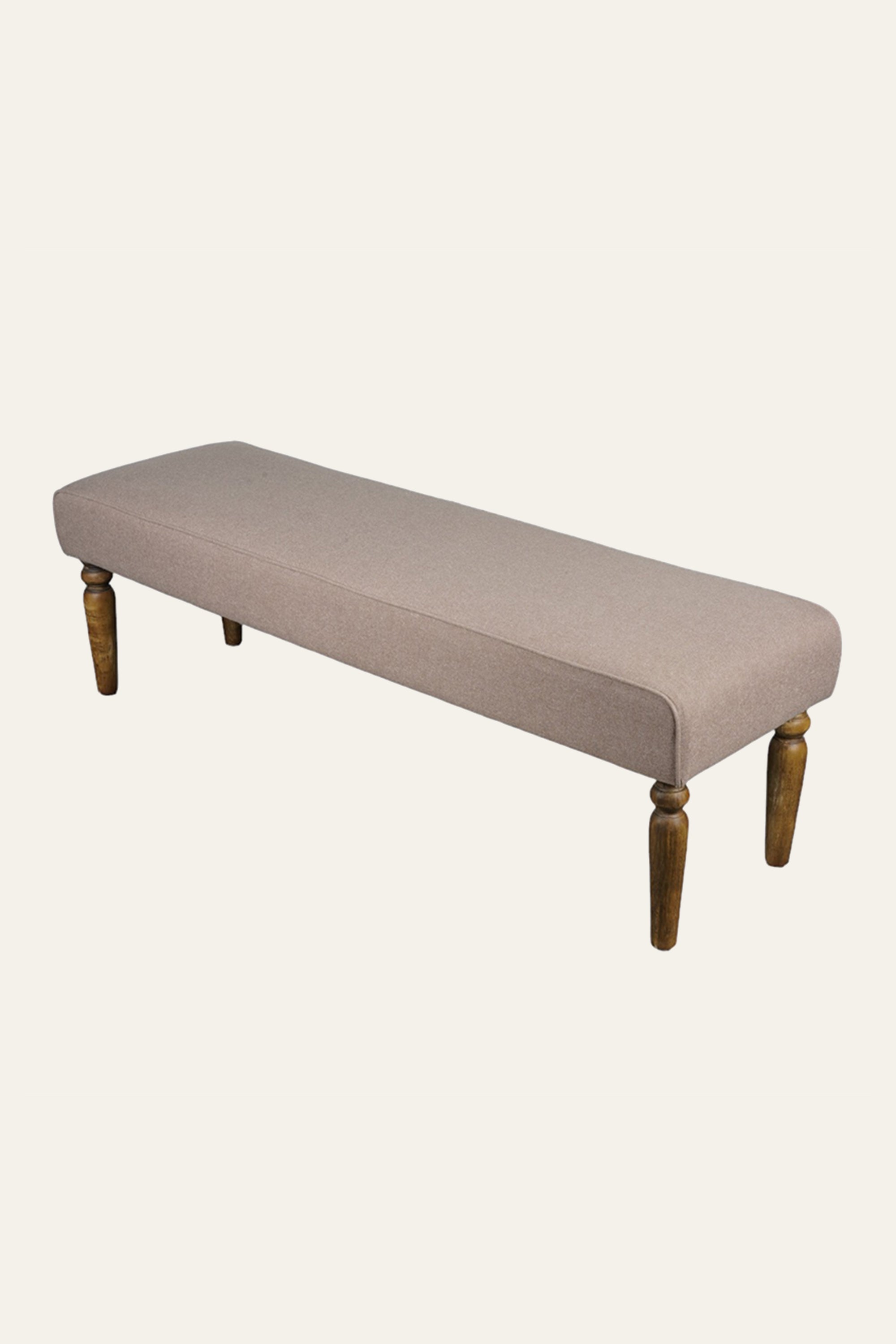 Long Upholstered Solid Wood Bench with Tapered Legs