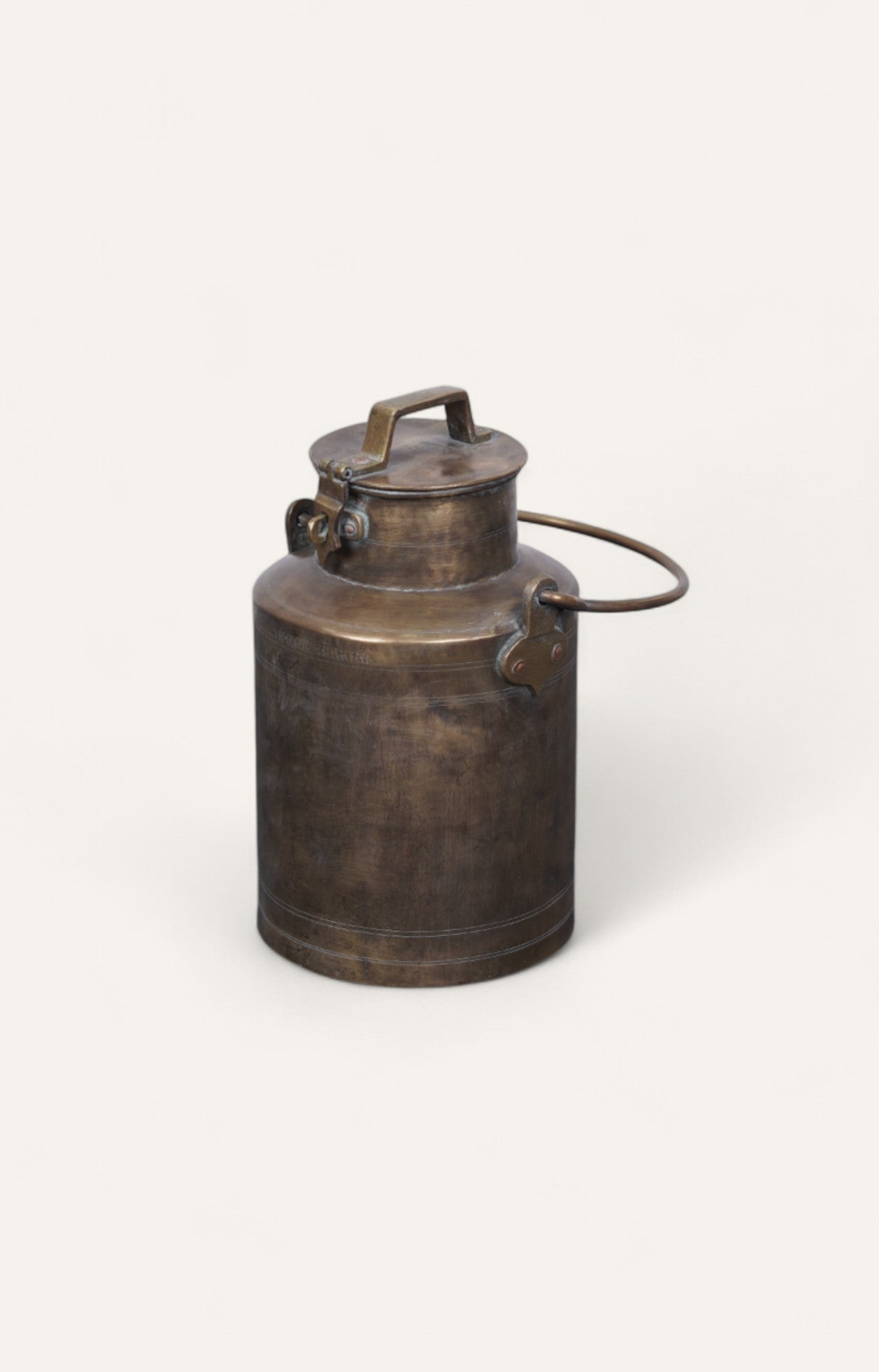 Vintage Brass Milk Can with Script Detailing