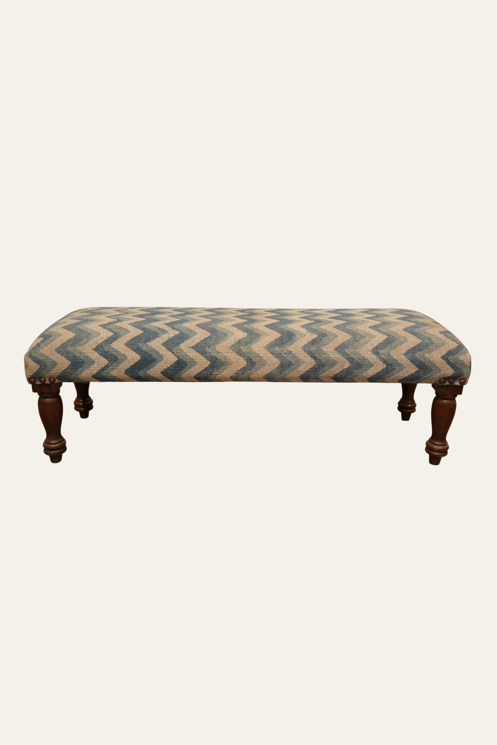 Blue Chevron Dhurrie Bench for Sofa Seating