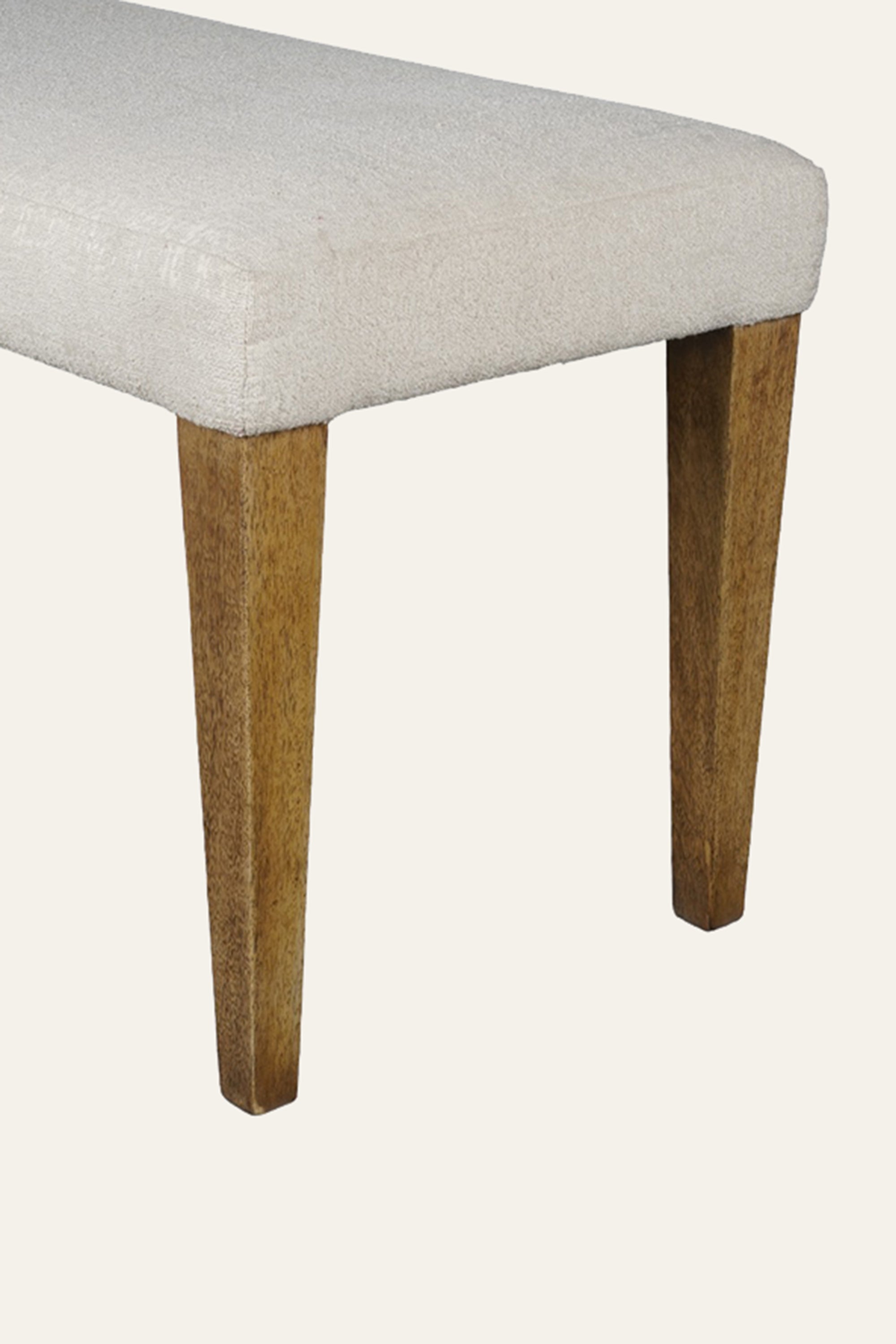 Modern White Upholstered Wood Bench with Tapered Legs
