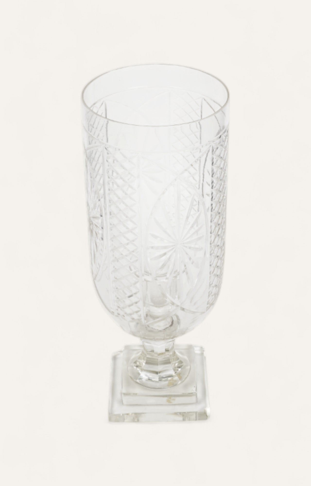 Cut Glass Hurricane   Holder