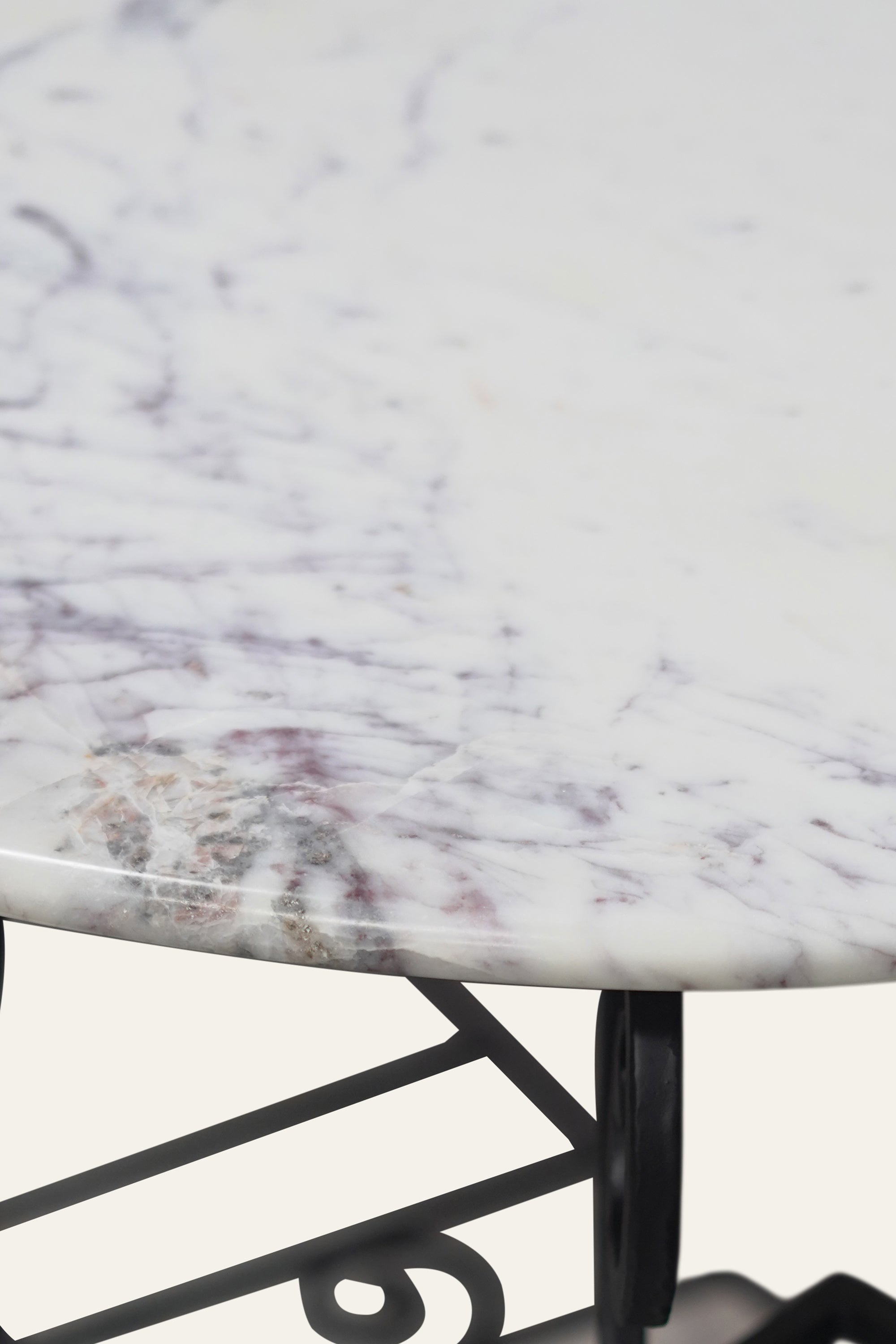 Parisian Wrought Iron Scroll Console Table with Marble Top | Luxury Entryway Table
