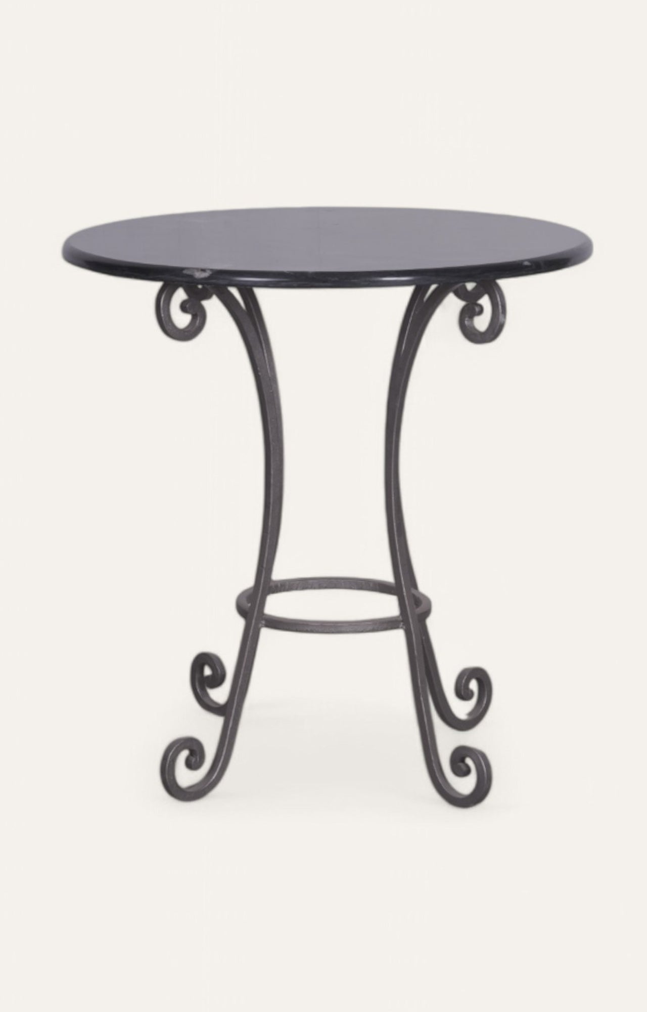 Handcrafted Iron and Stone Bistro Side Table