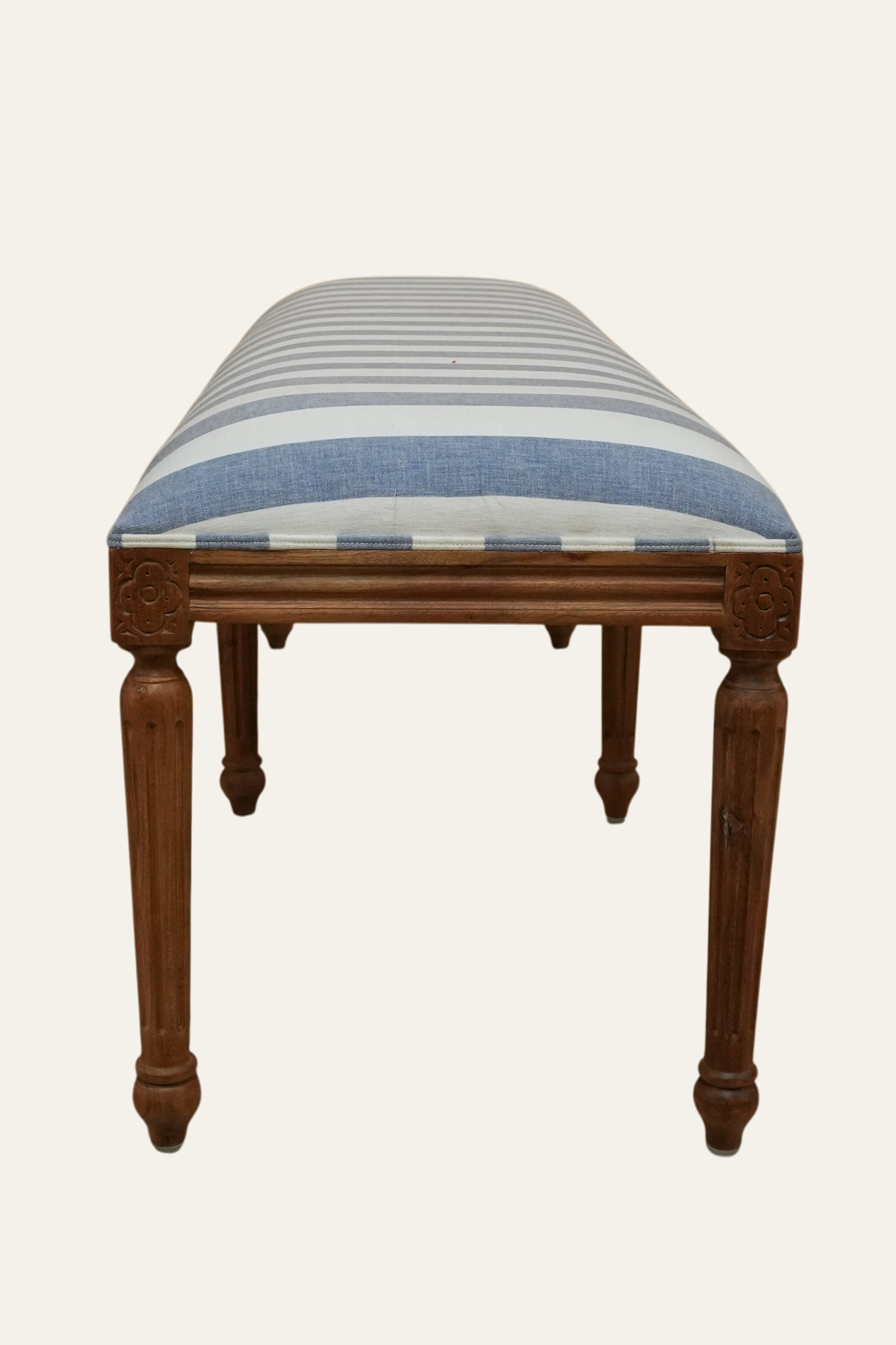 Blue Stripe Long Wooden Bench for Bedroom