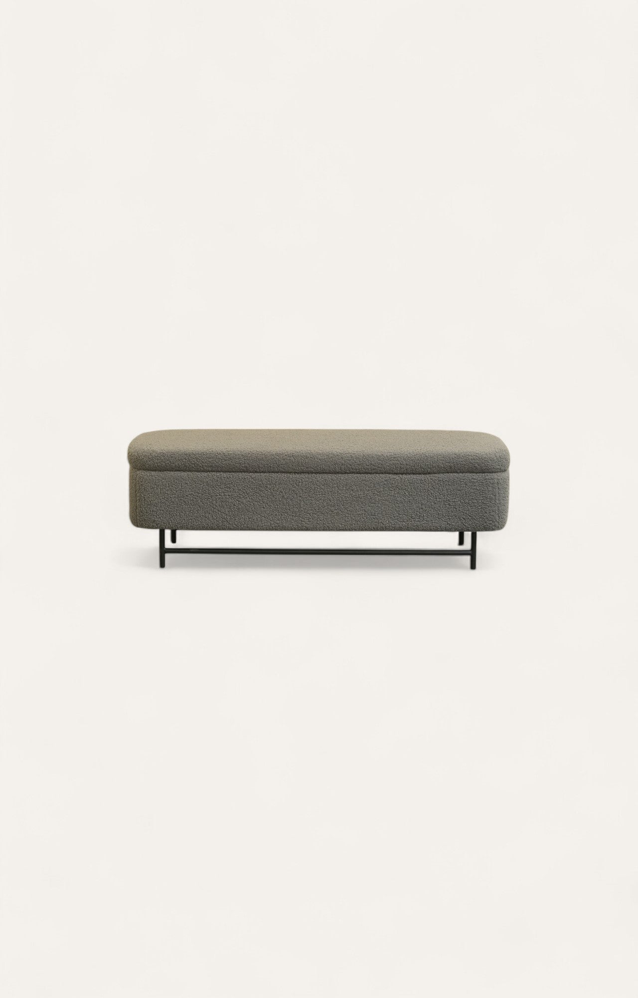 Sequoia Boucle Storage Bench with Steel Legs - Charcoal Grey