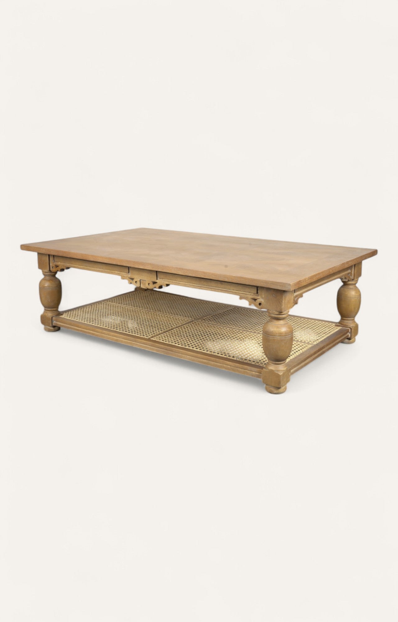 Geometric top Coffee Table with Cane Base