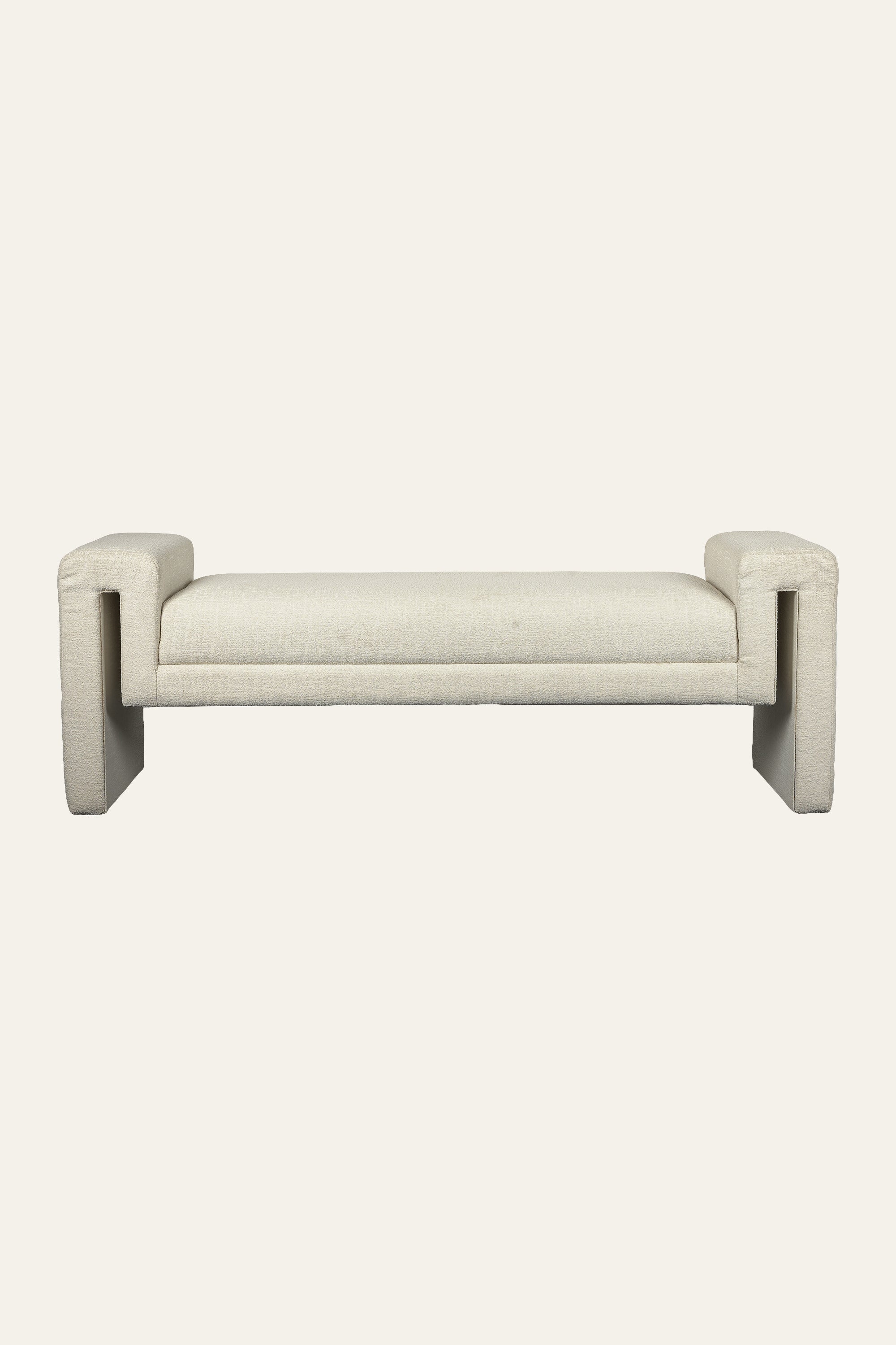 Modern Boucle Upholstered Bench with Curved Arms