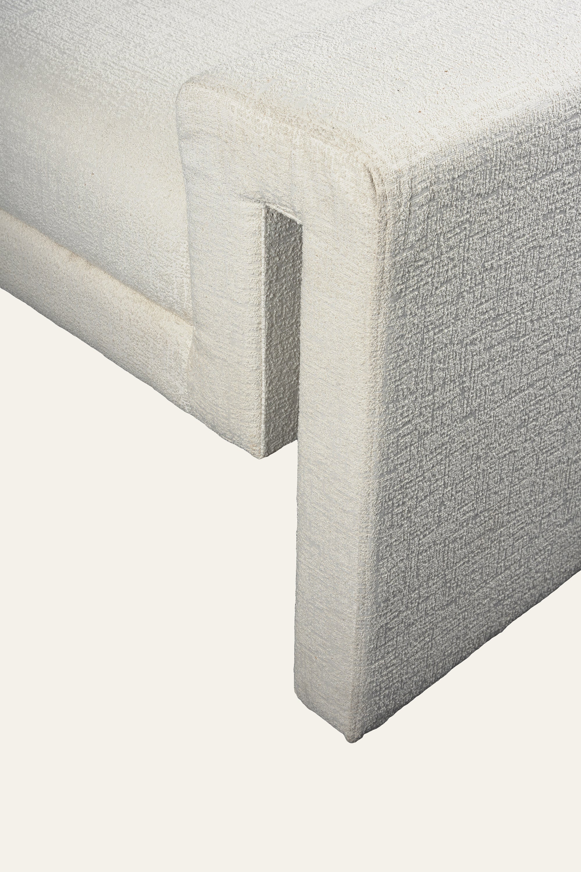 Modern Boucle Upholstered Bench with Curved Arms