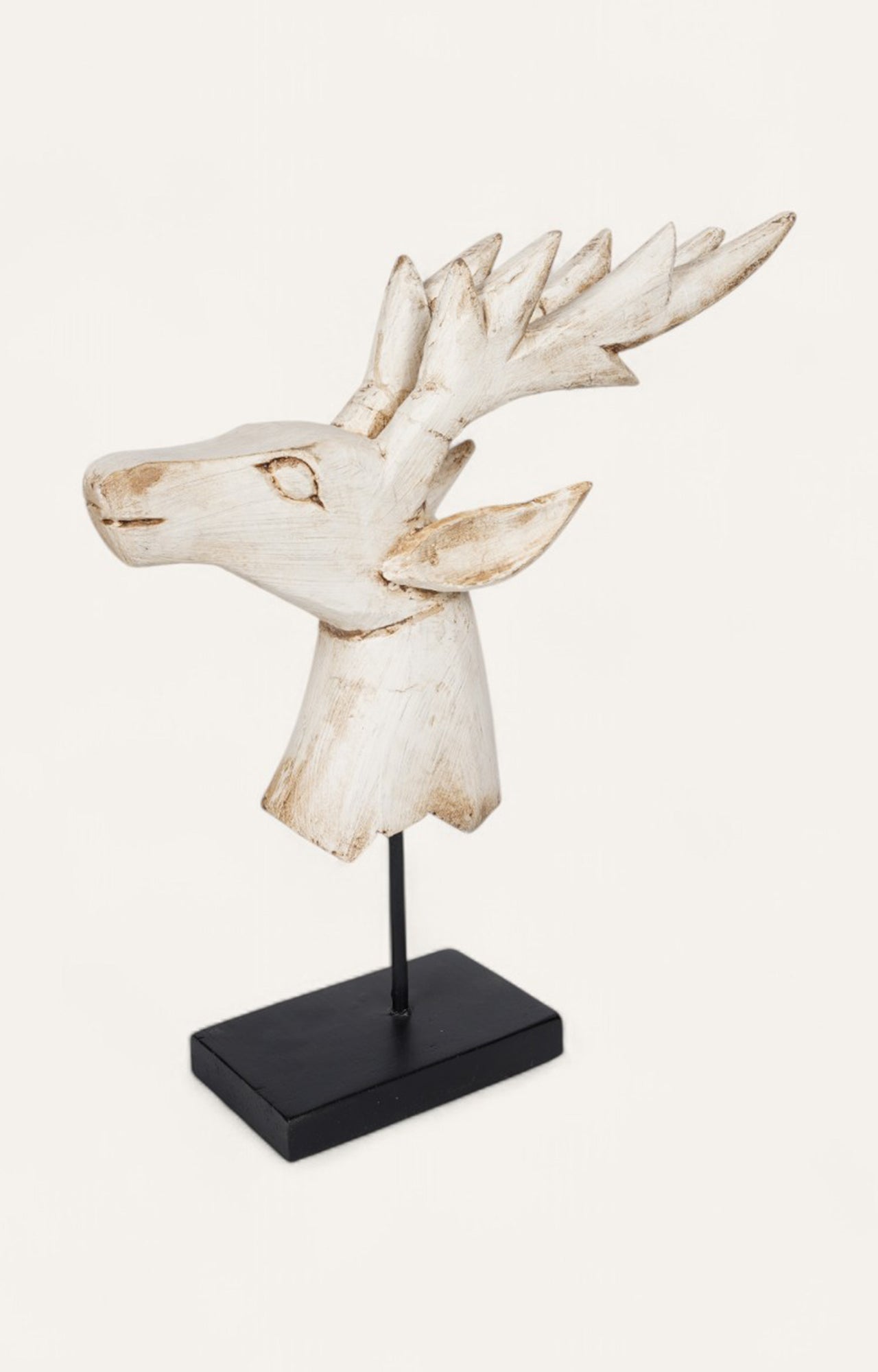 White Deer Bust on Iron Stand