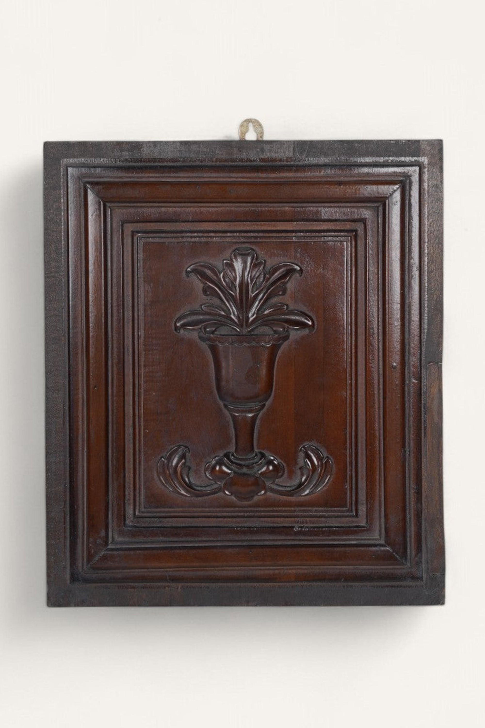 Classic Floral Urn Relief in Polished Teak