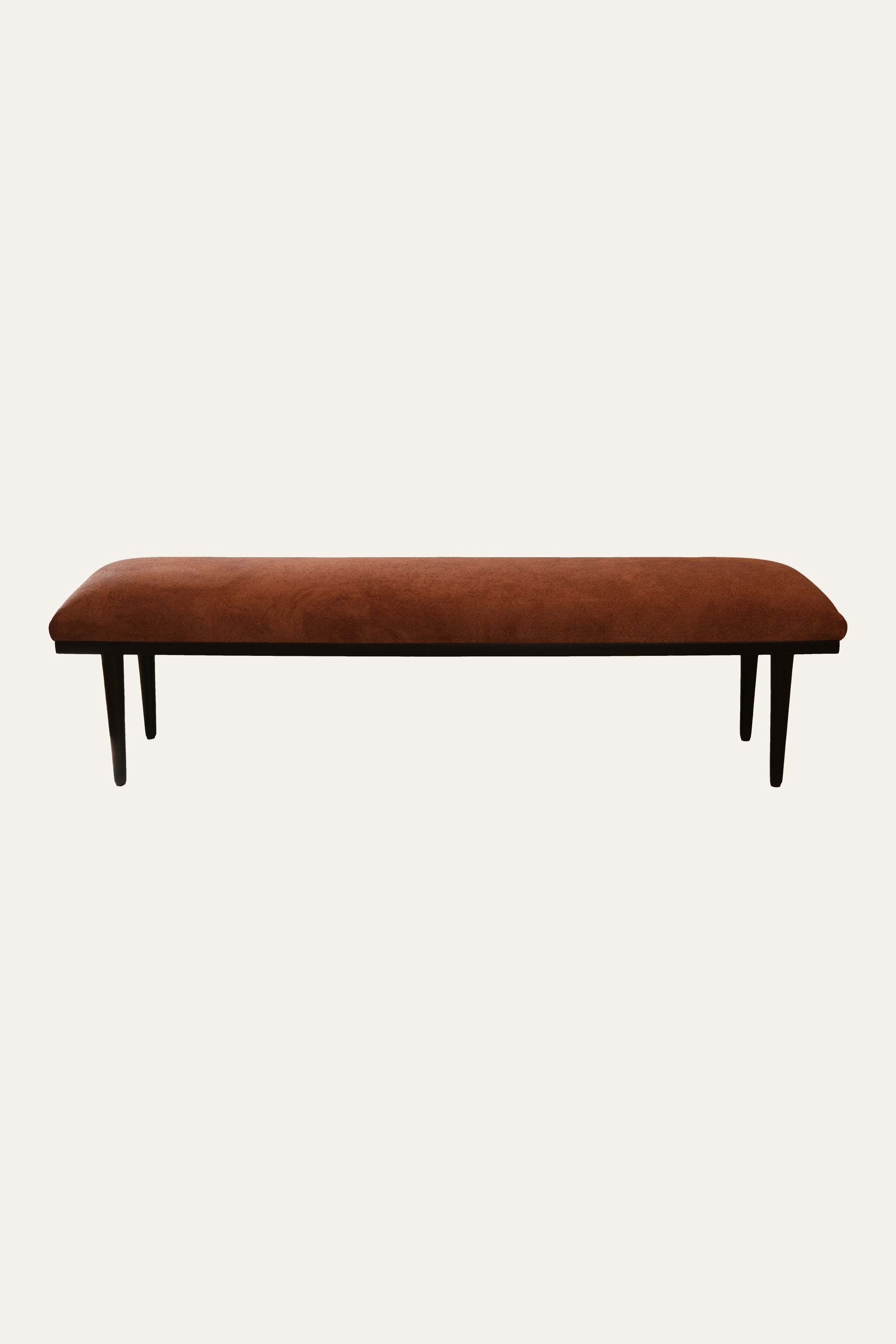 Rust Upholstered Wooden Living Room Bench
