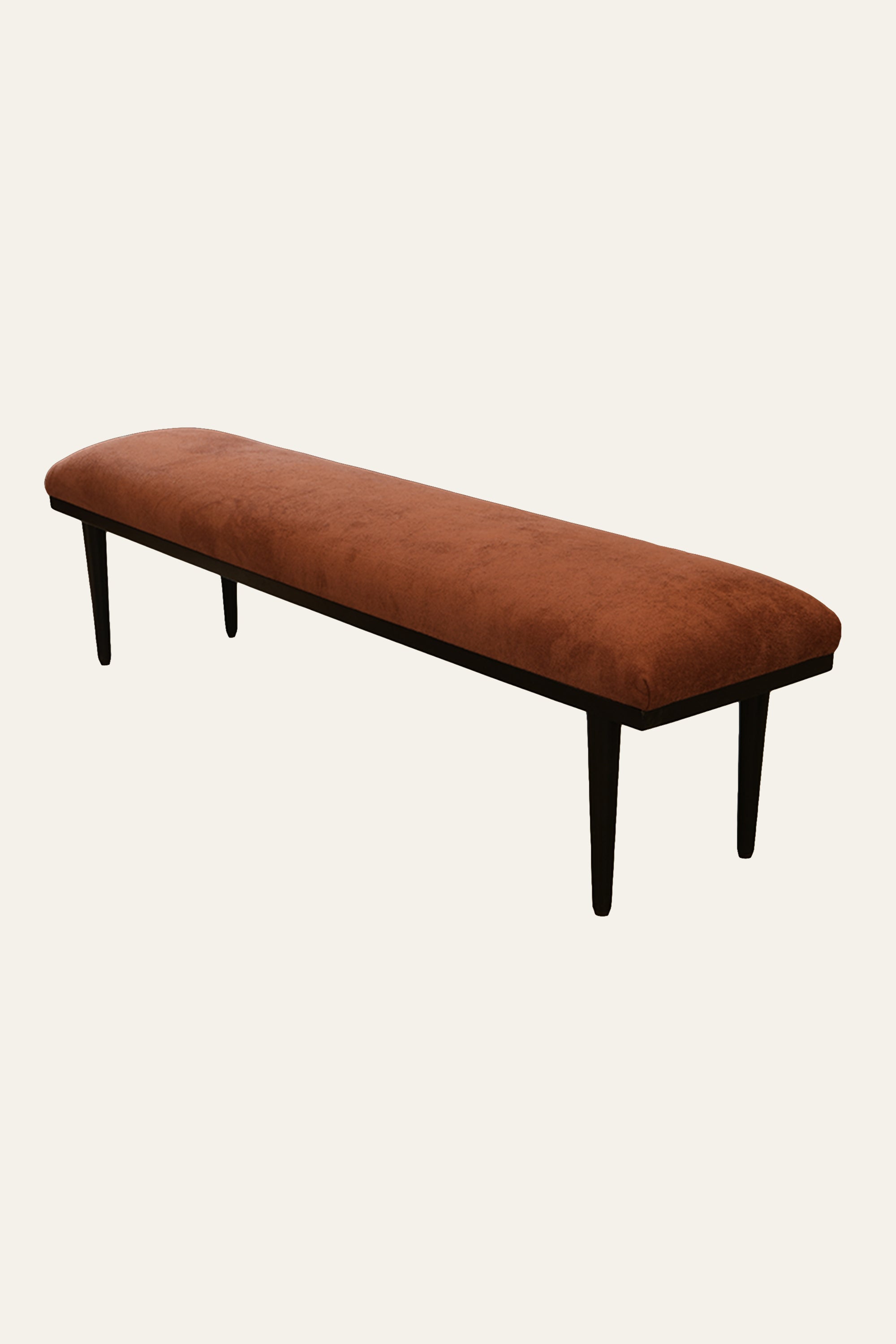 Rust Upholstered Wooden Living Room Bench