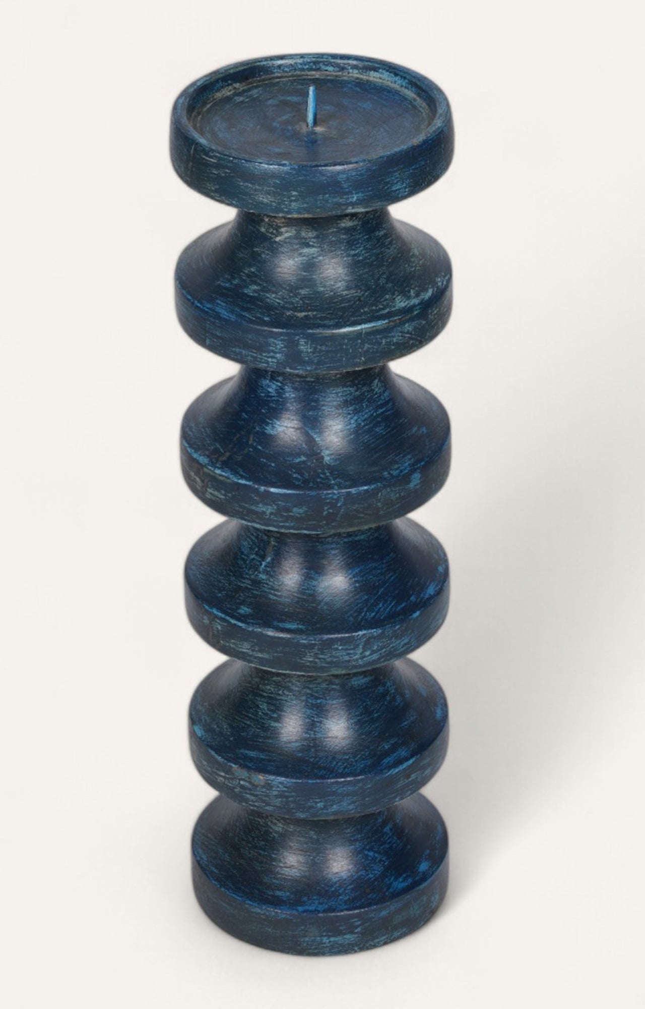 Stacked Disc Mango Wood Candle Stand