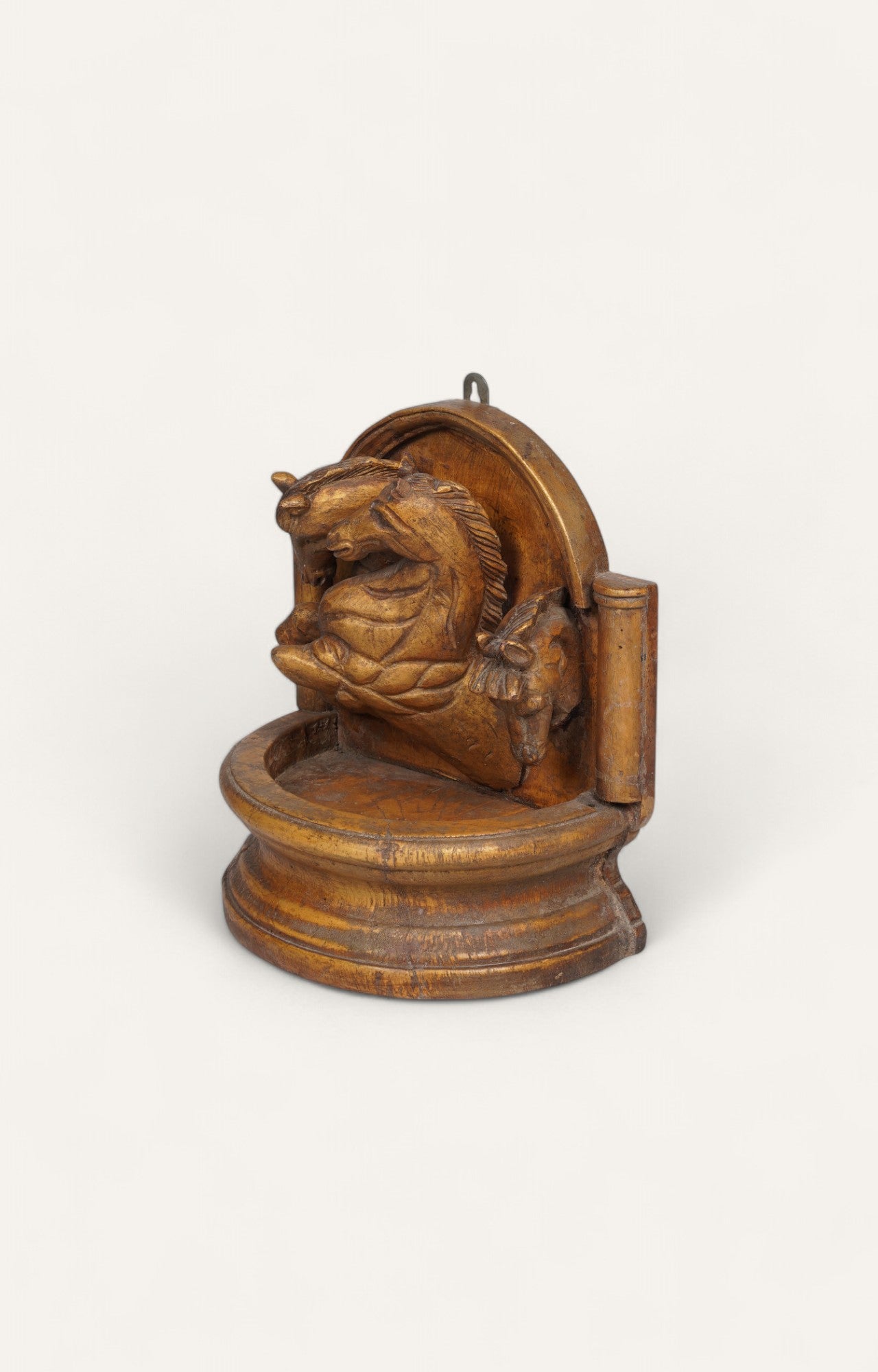 Equestrian Wall Fountain Panel in Aged Teak