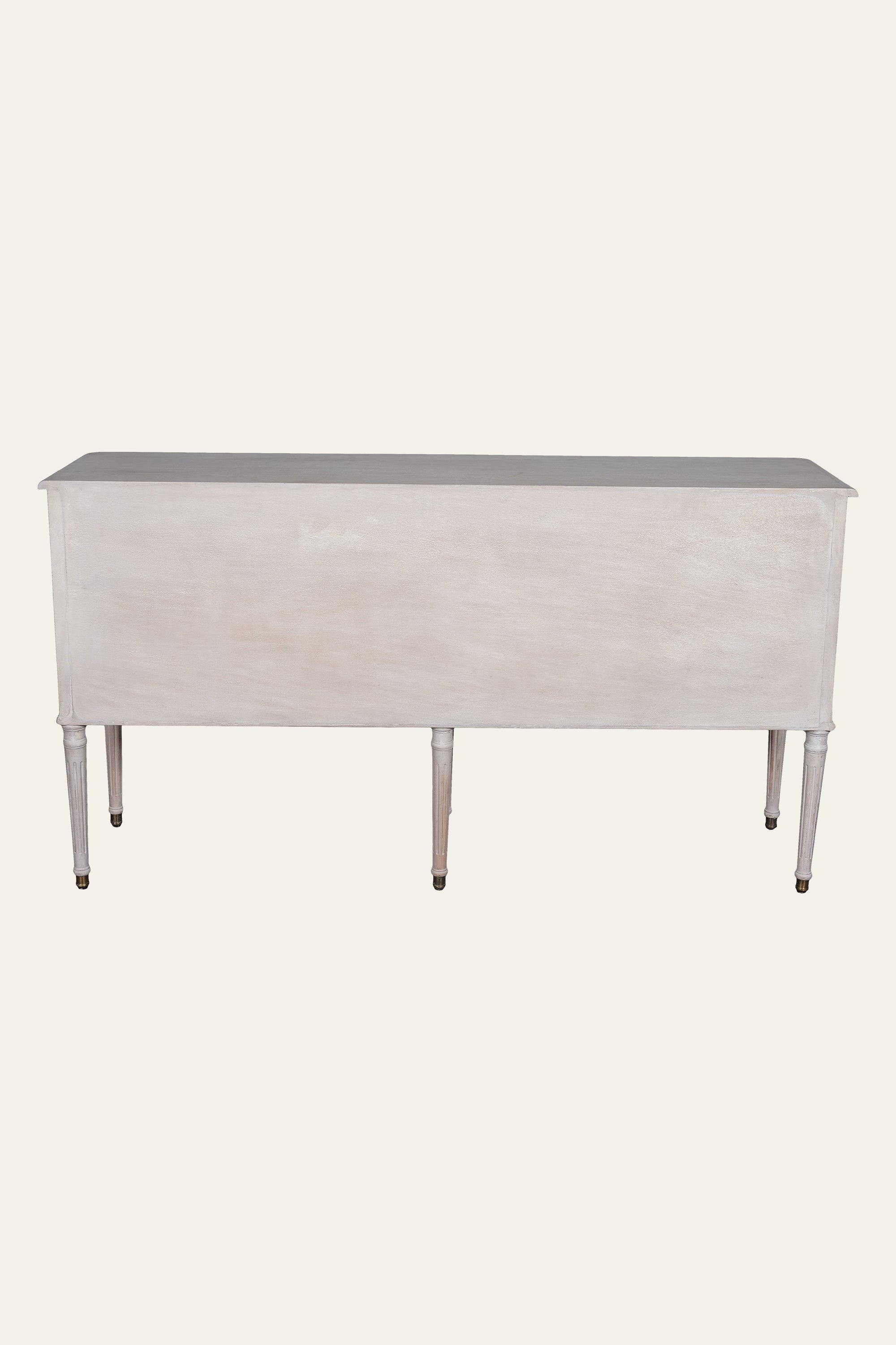 Tapered Leg Wooden 4-Glass Door TV Unit in Distressed Finish