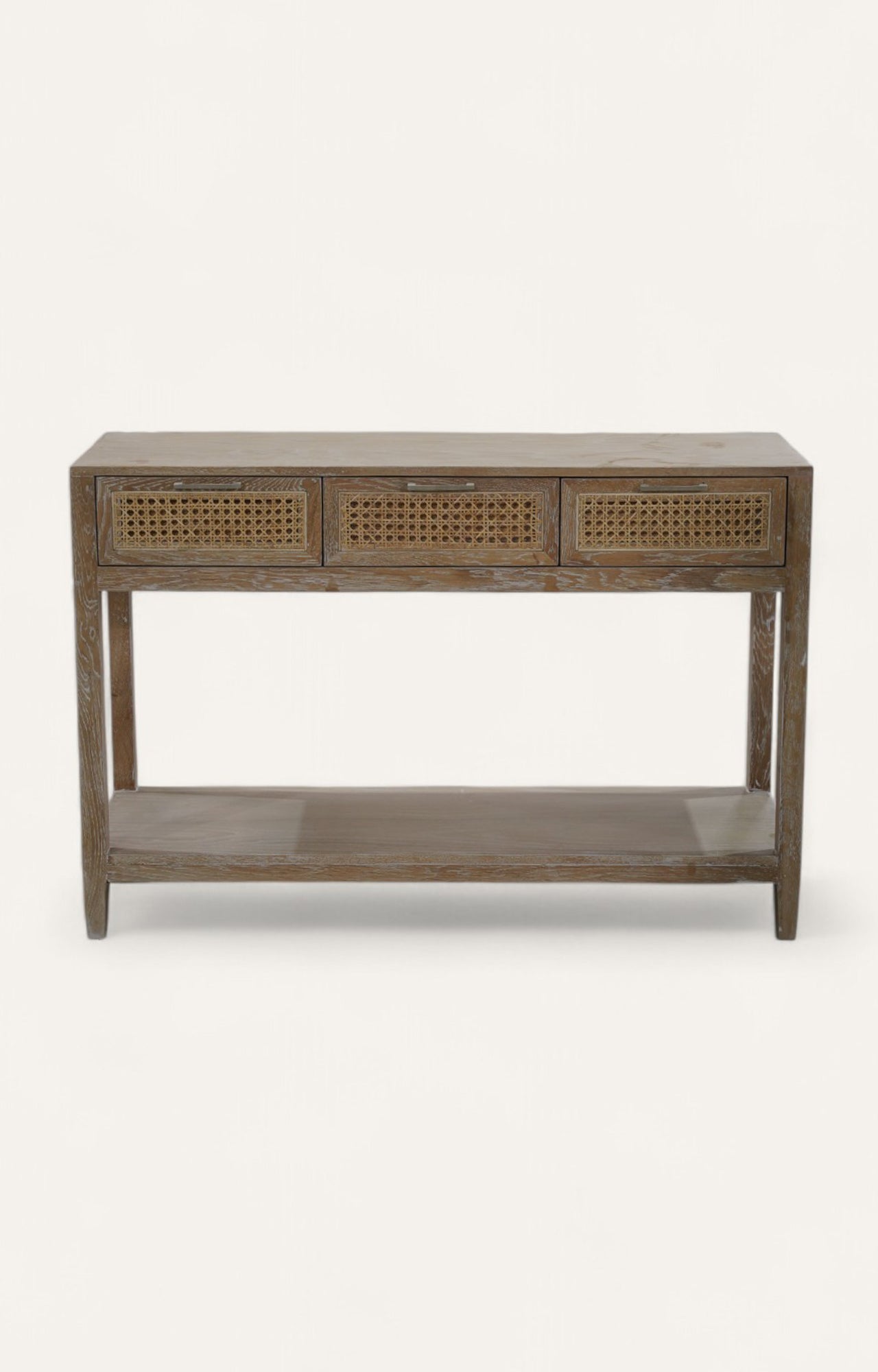 Oak & Cane Console Table with Shelf