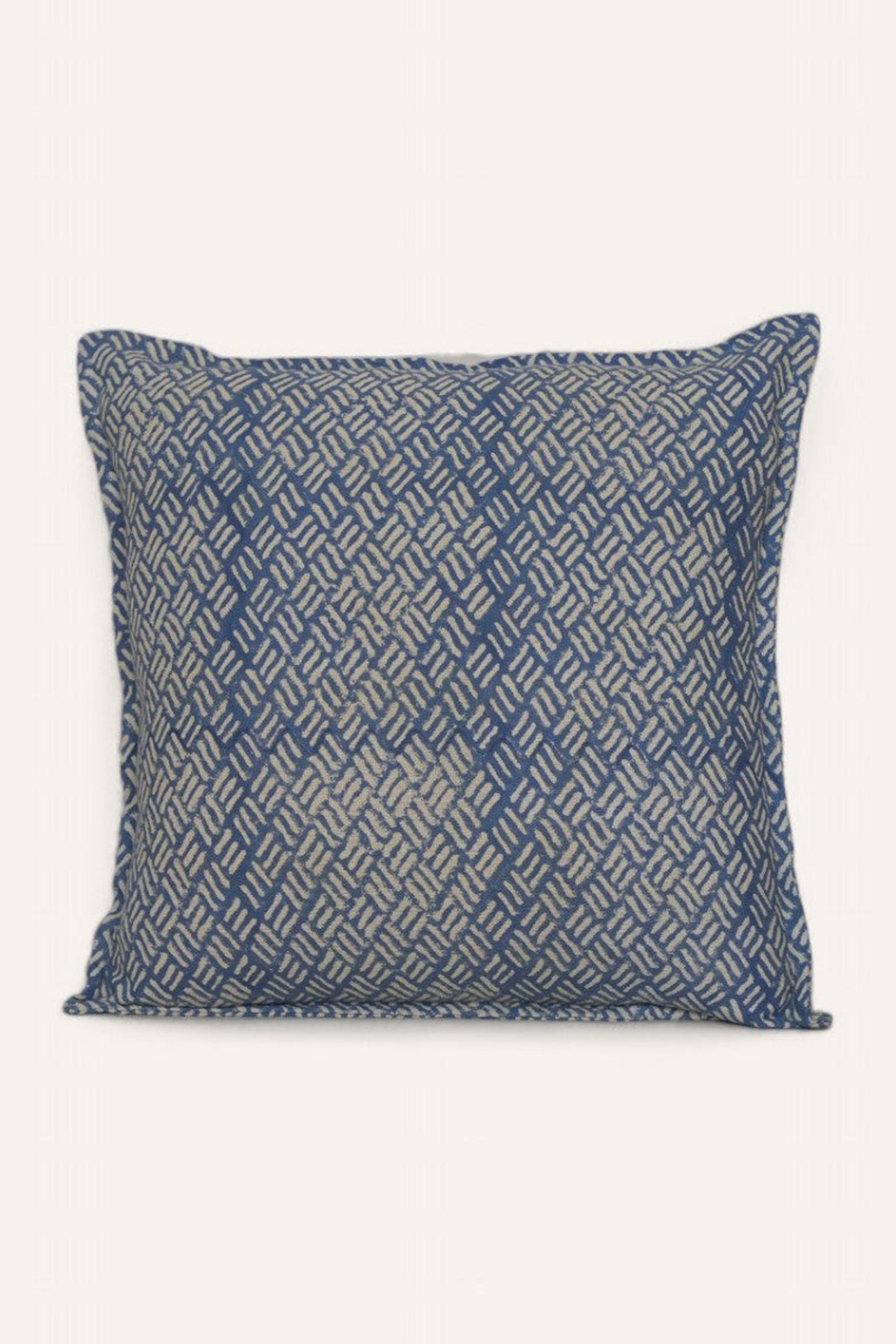 Indigo Mesh Print Cotton Cushion Cover