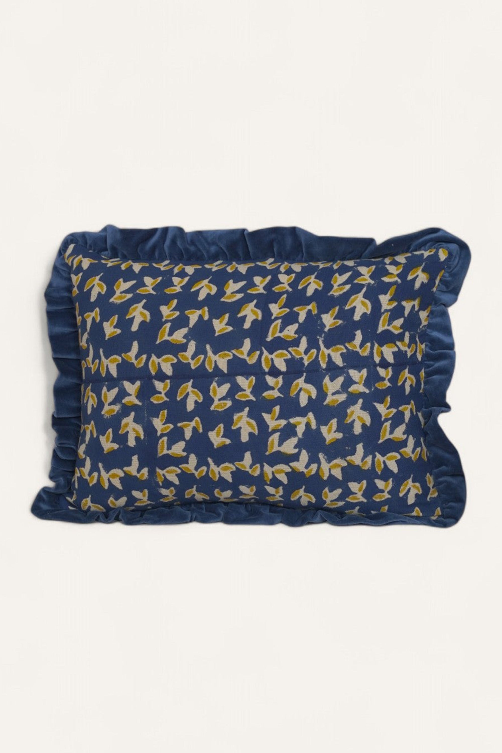 Midnight Birdsong Ruffle Cushion Cover
