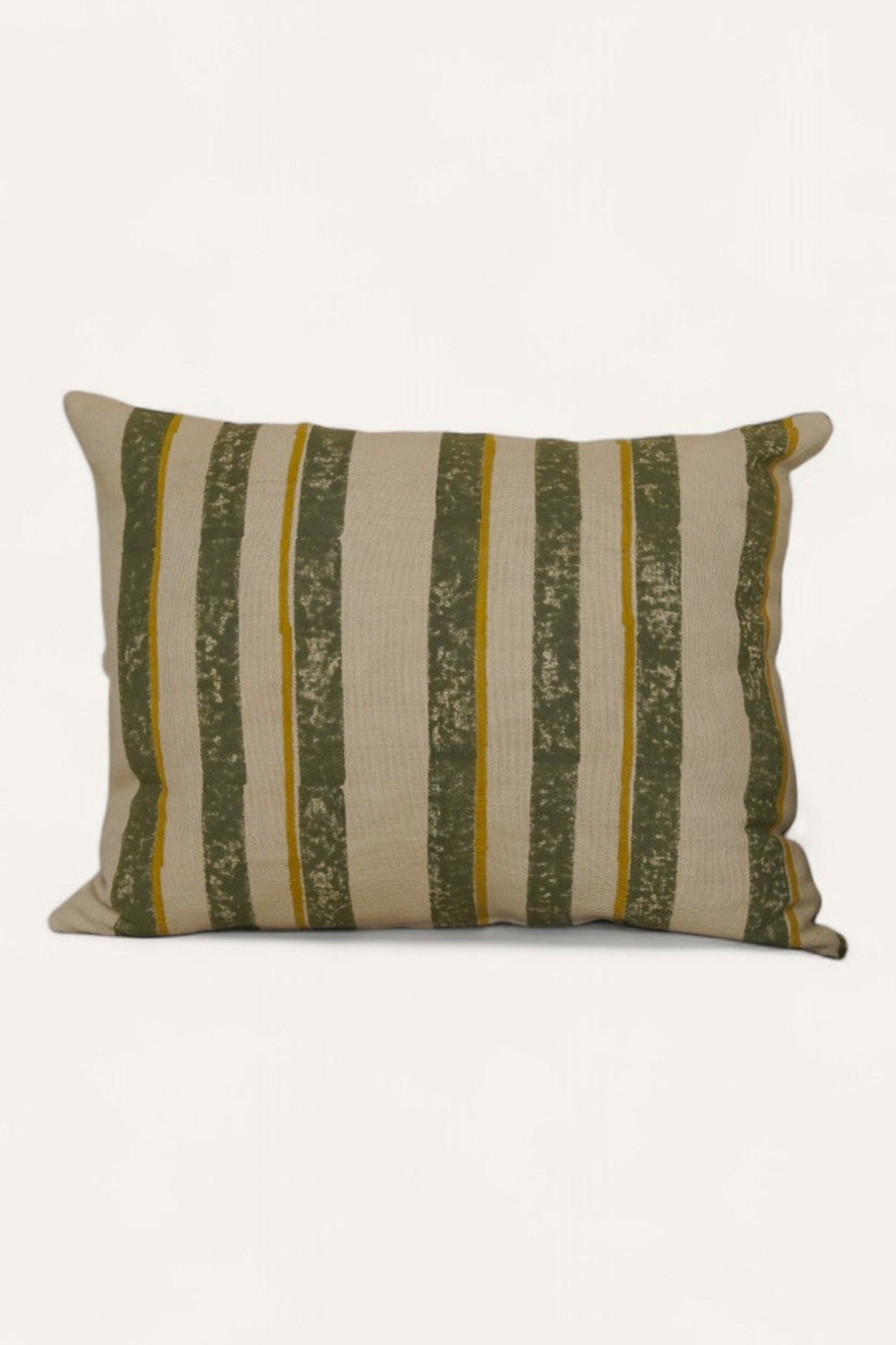 Sage Stripe Quilted Cotton Cushion Cover