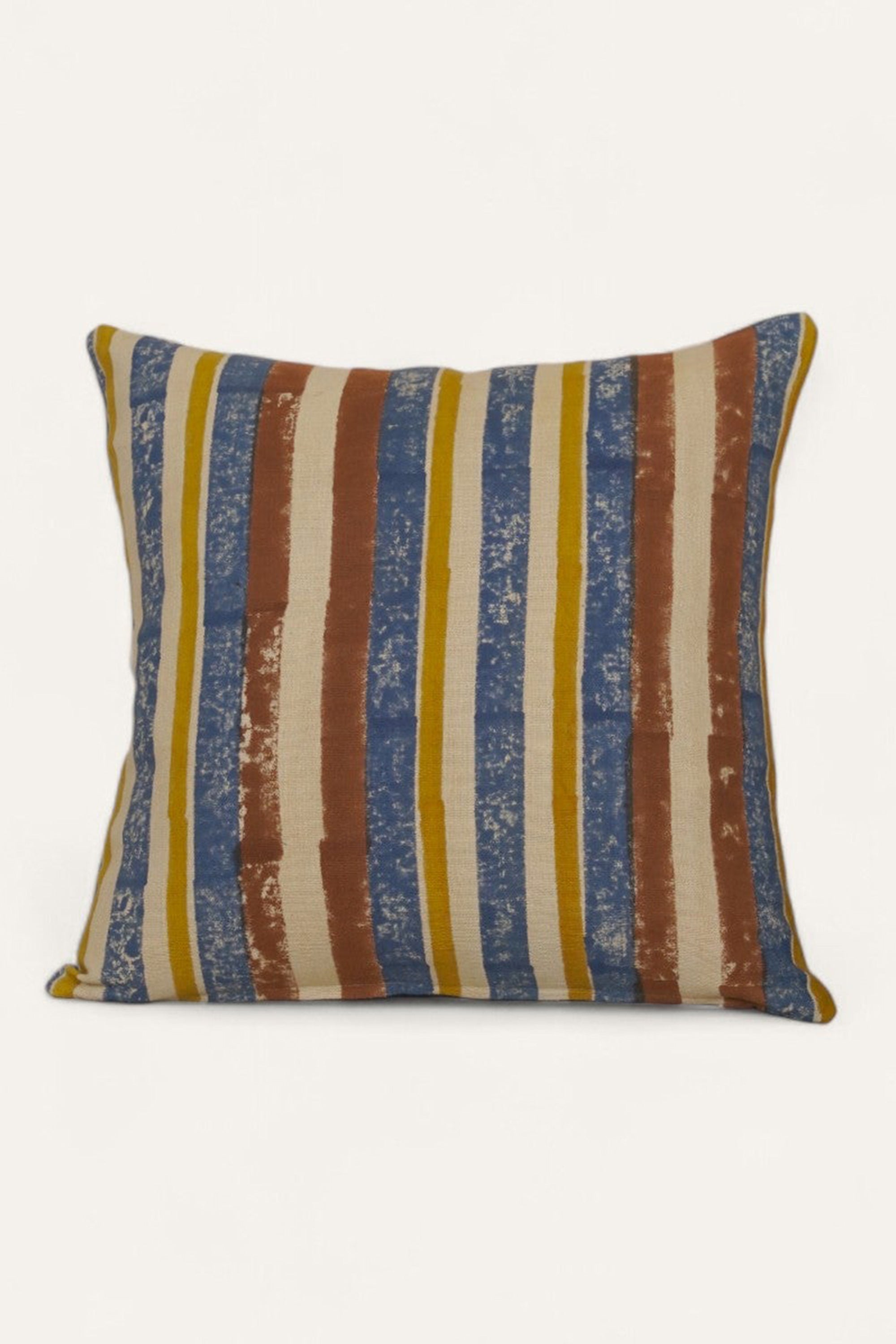 Earth-Tone Stripe Kantha Cushion Cover