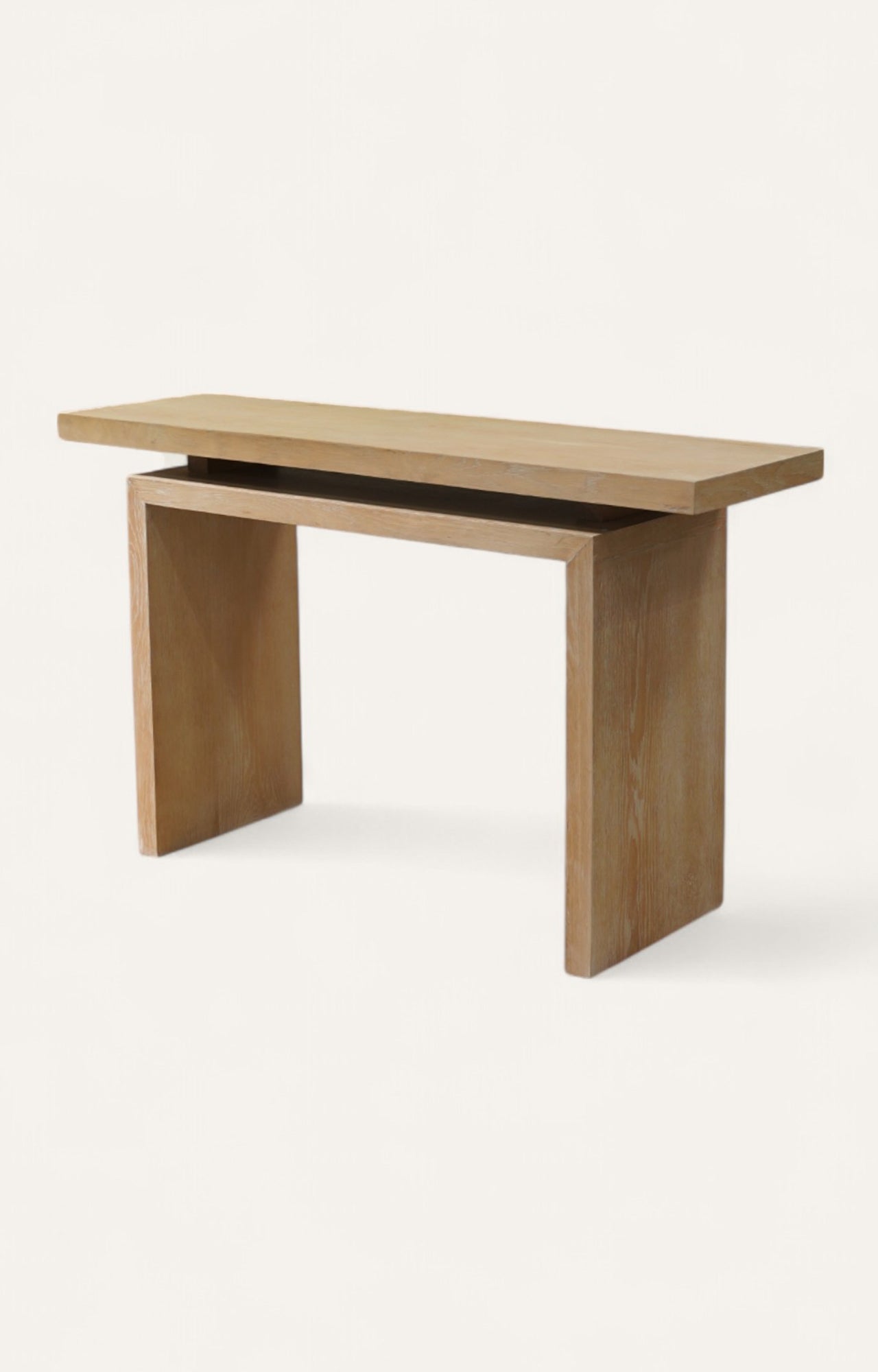 Floating Top Oak Console Table