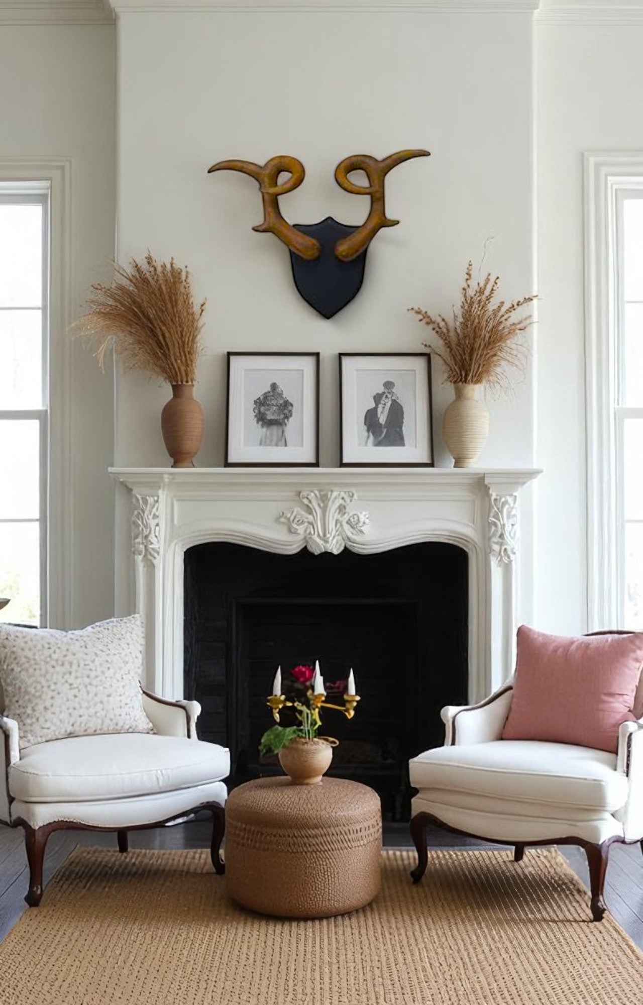 Wide-Spanning Stag Horns Wall Antlers