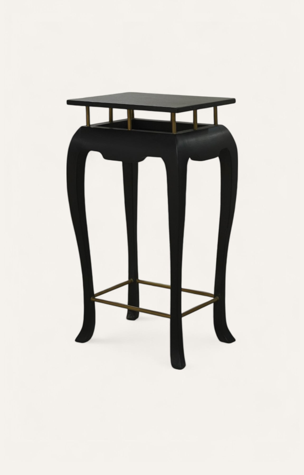 Black Wooden Plinth Stand with Brass Detailing