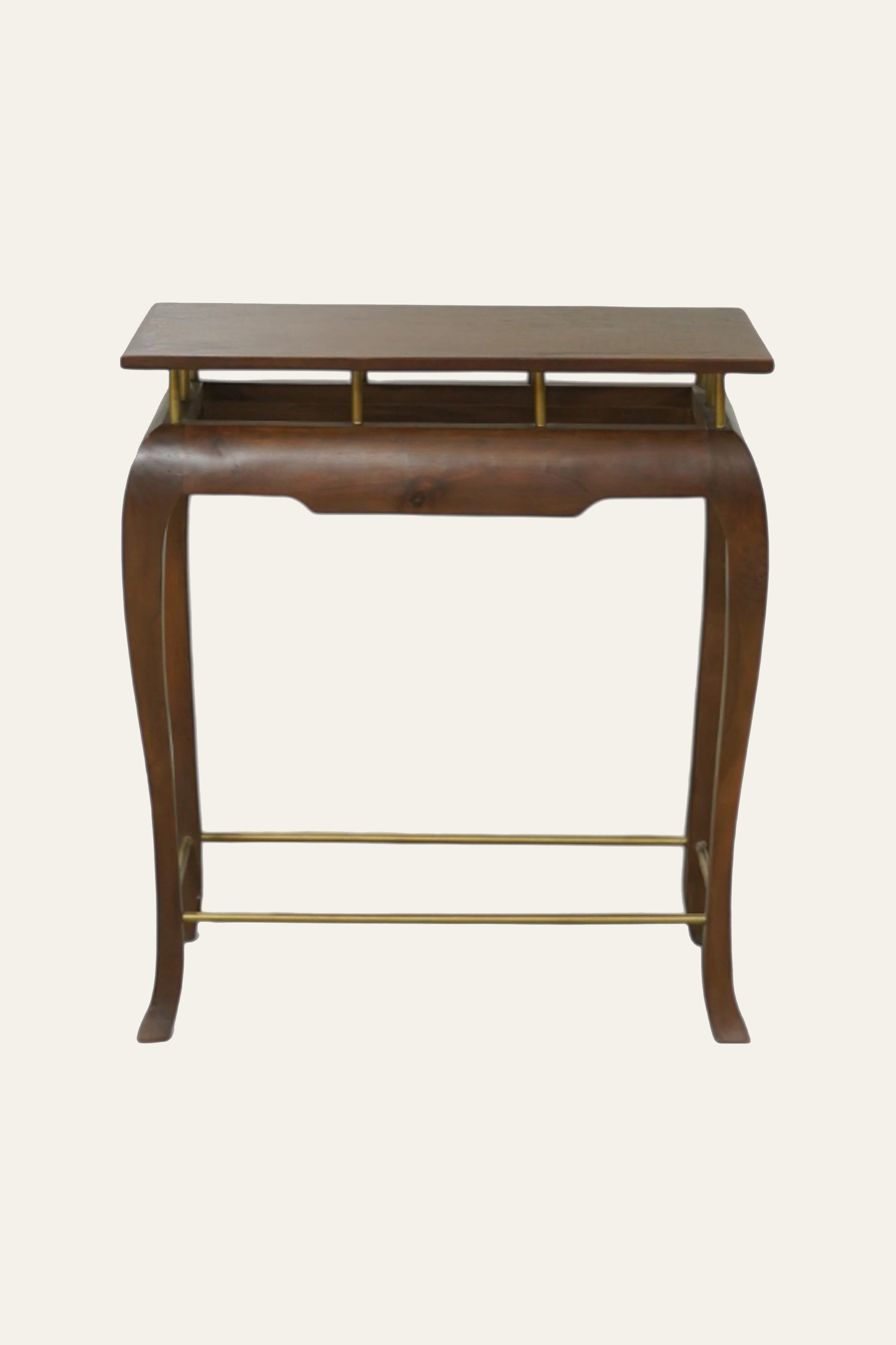 Acacia Wood Compact Console Table with Metal Rods