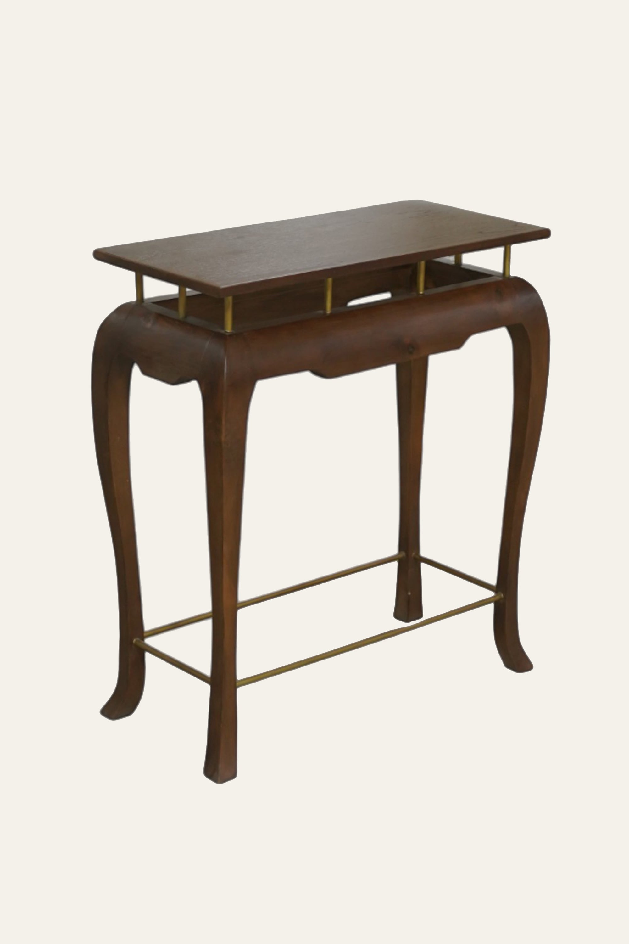 Acacia Wood Compact Console Table with Metal Rods
