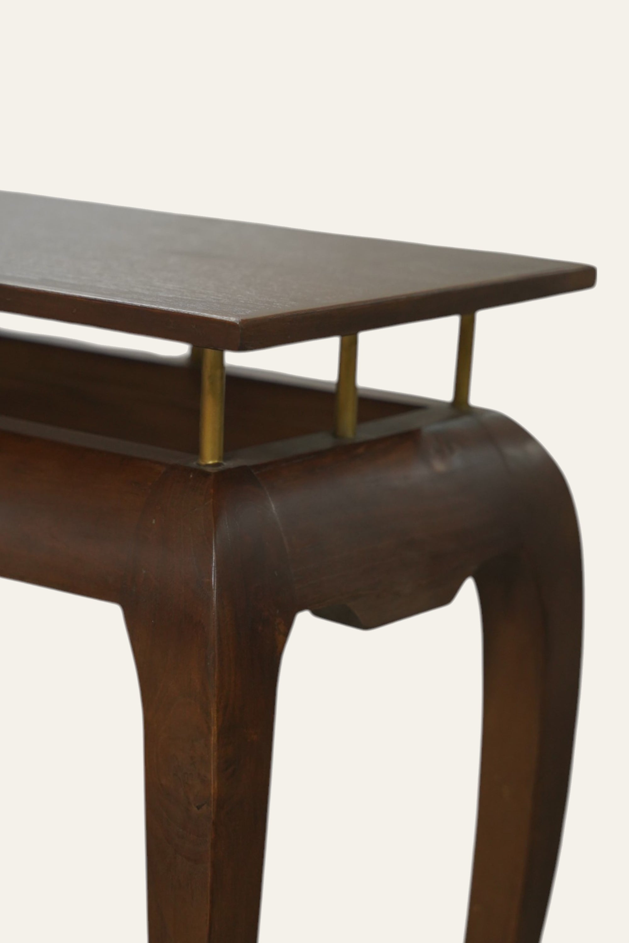 Acacia Wood Compact Console Table with Metal Rods