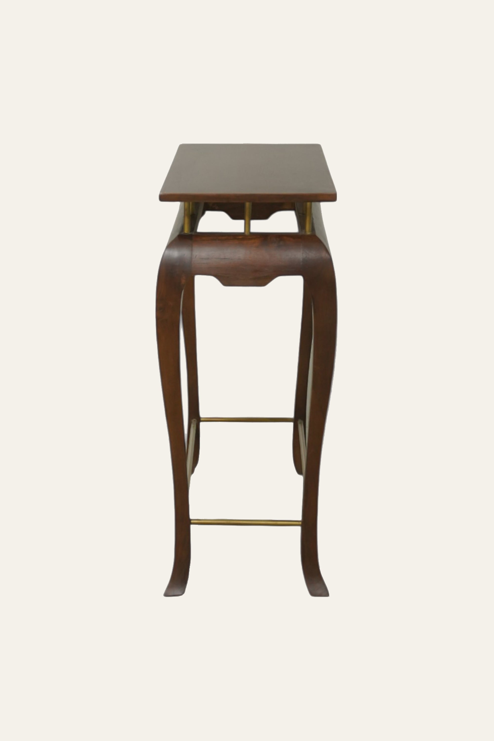 Acacia Wood Compact Console Table with Metal Rods