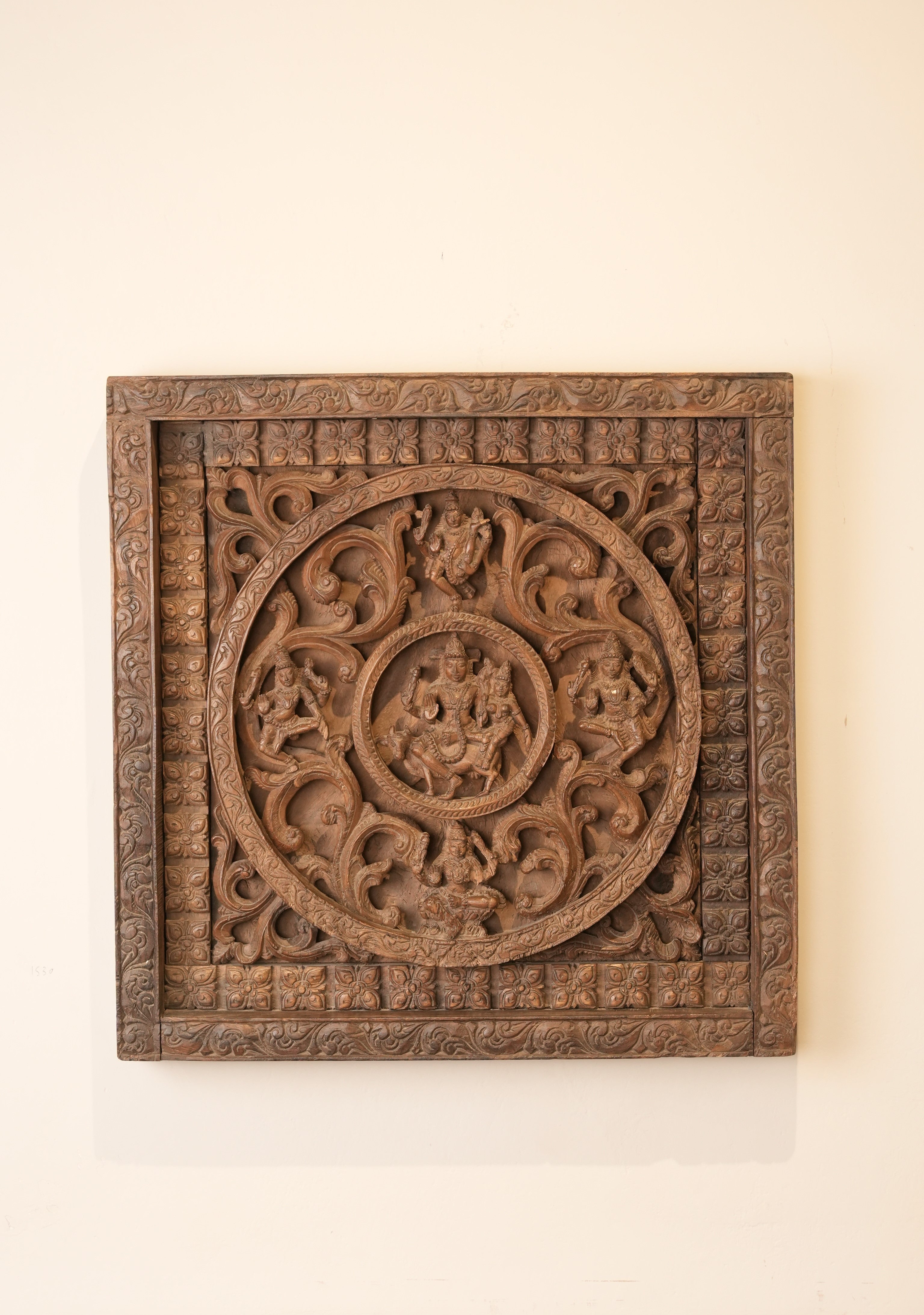 Divine Harmony – Hand-Carved Wooden Wall Panel