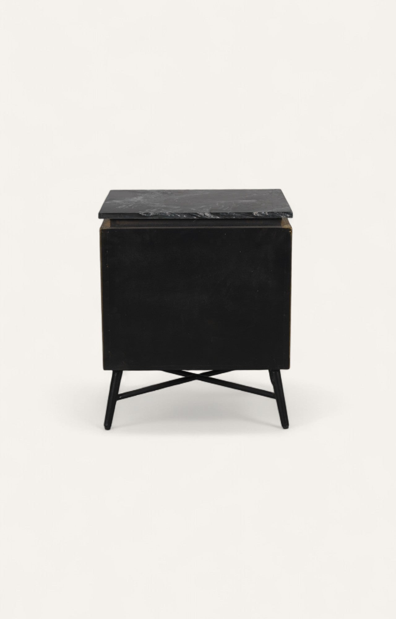 Fluted Brass Bedside Table with Marble Top