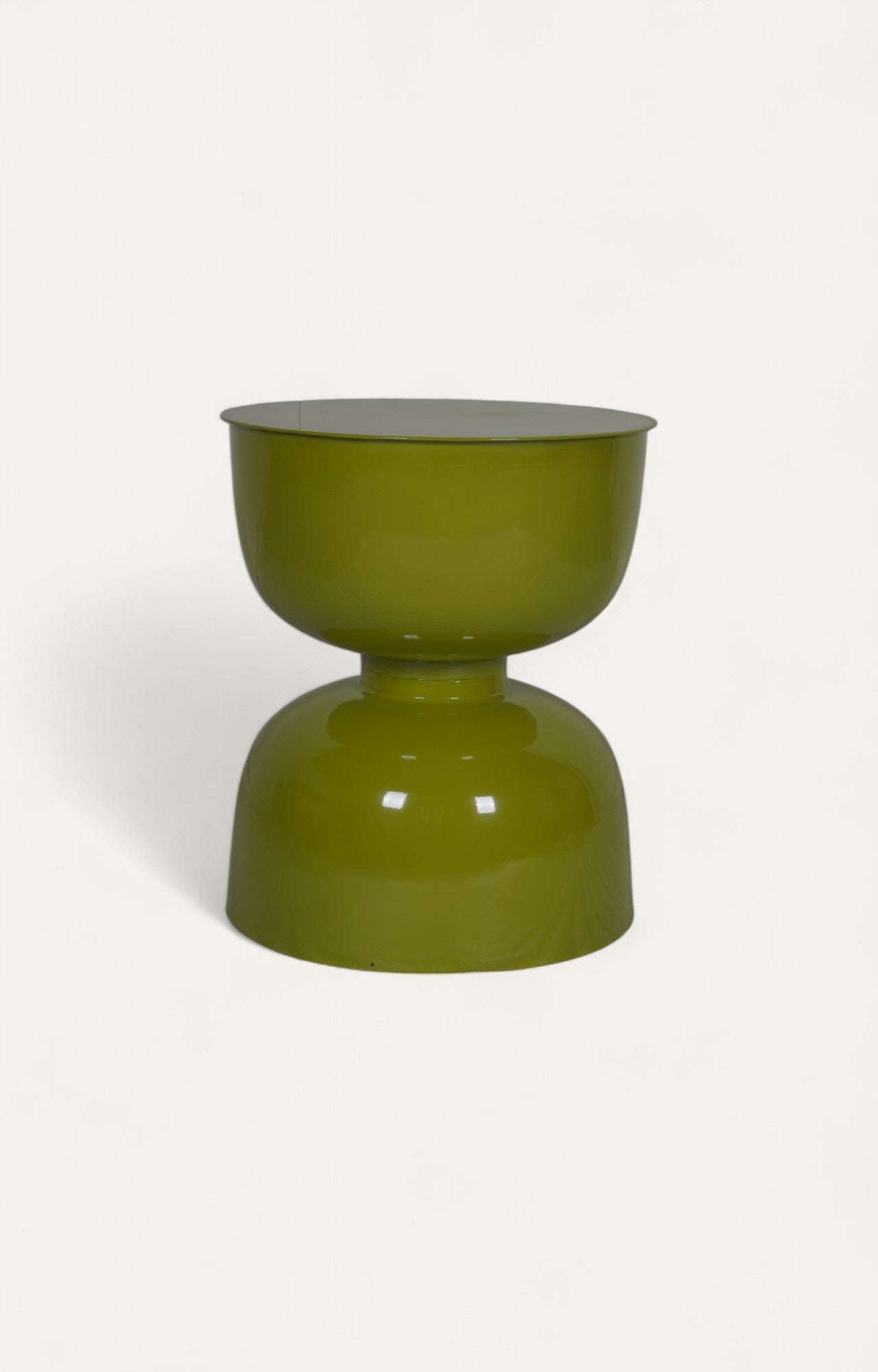 Soft Sage Olive Hourglass Fiber Stool