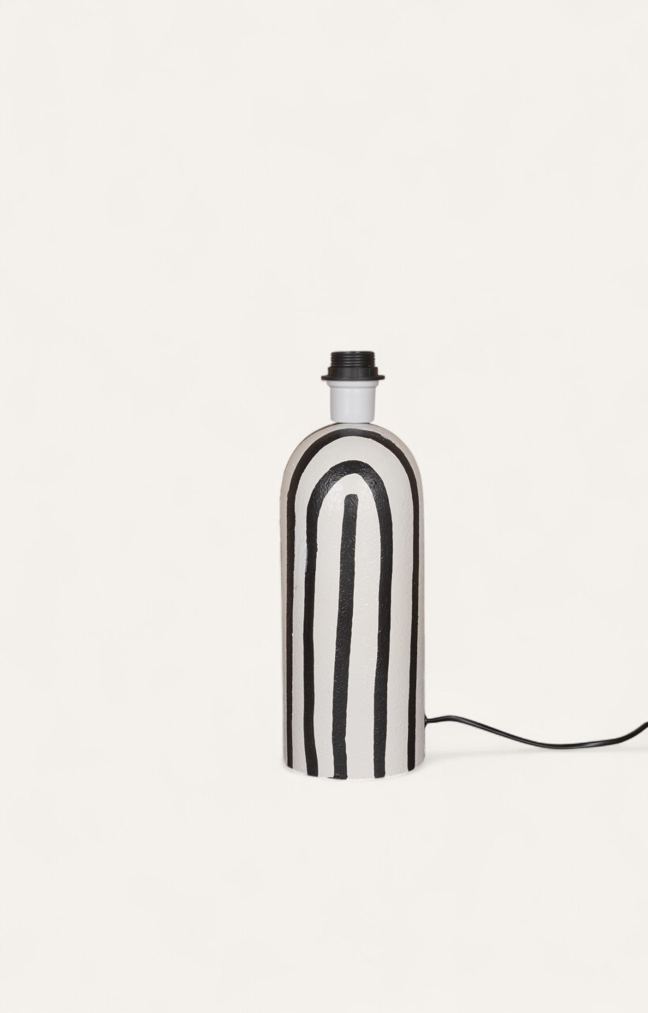 Striking Black & White Striped Plaster Table Lamp