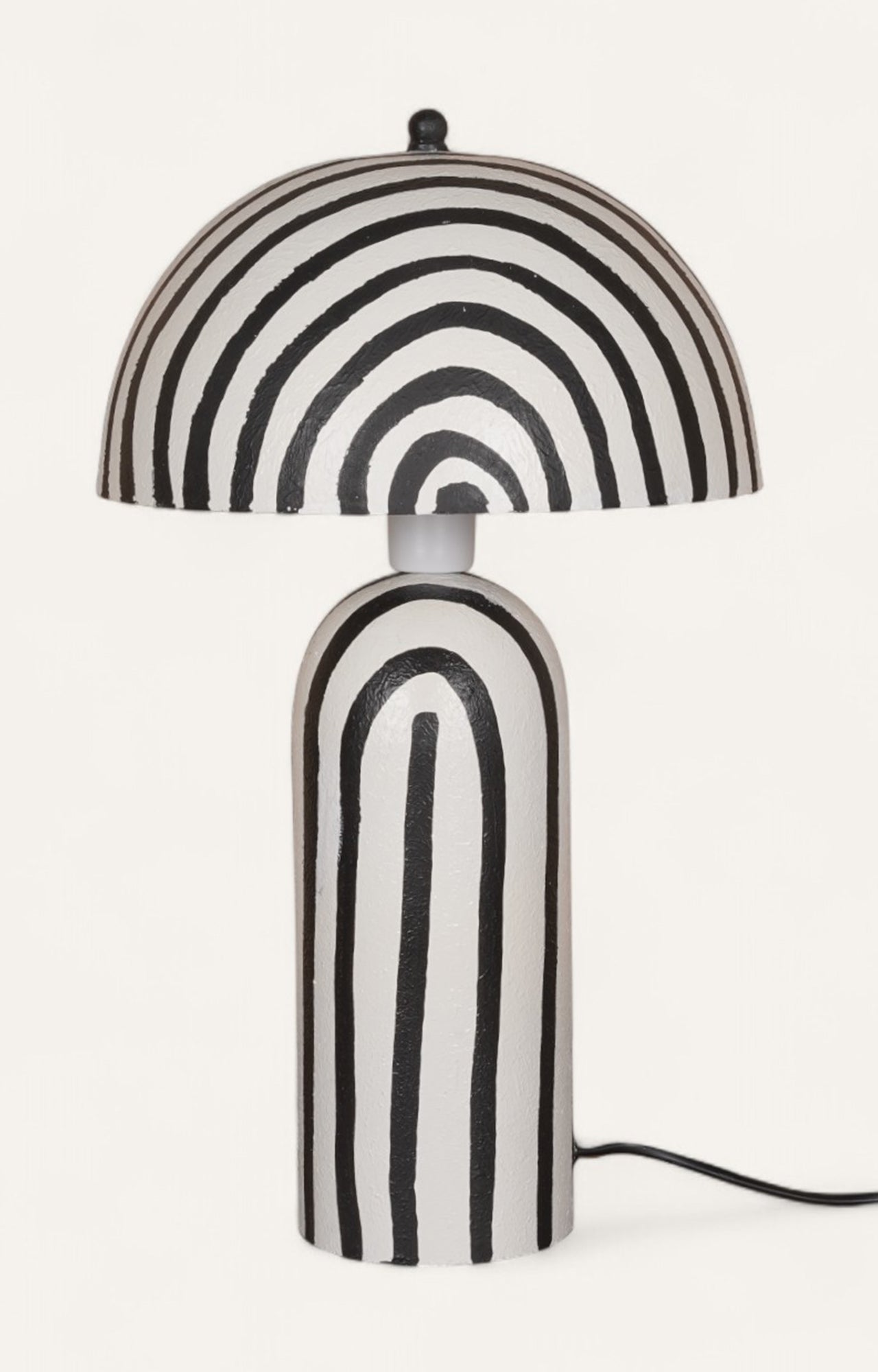 Striking Black & White Striped Plaster Table Lamp