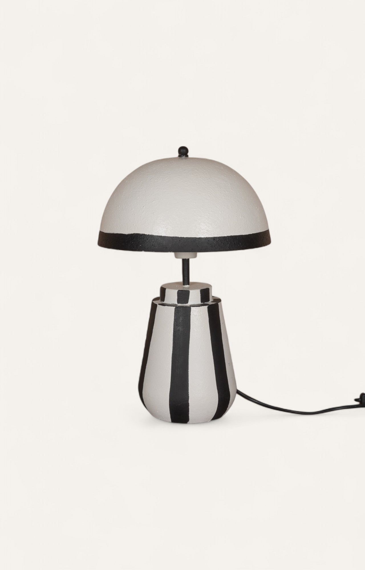  Modern table lamp with hand-painted black and white vertical stripes on a Plaster of Paris base.