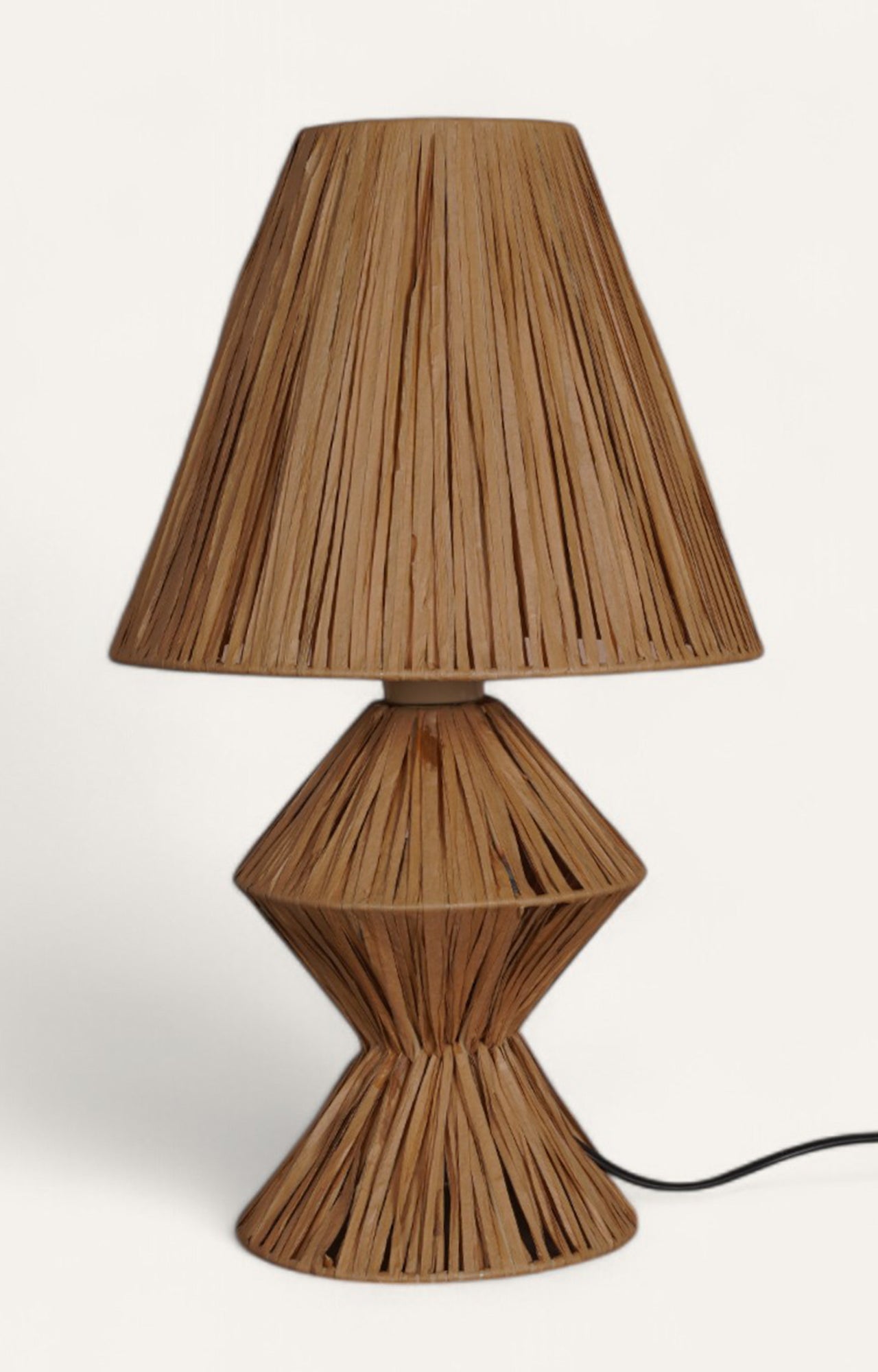 Geometric Natural Raffia Rope Table Lamp