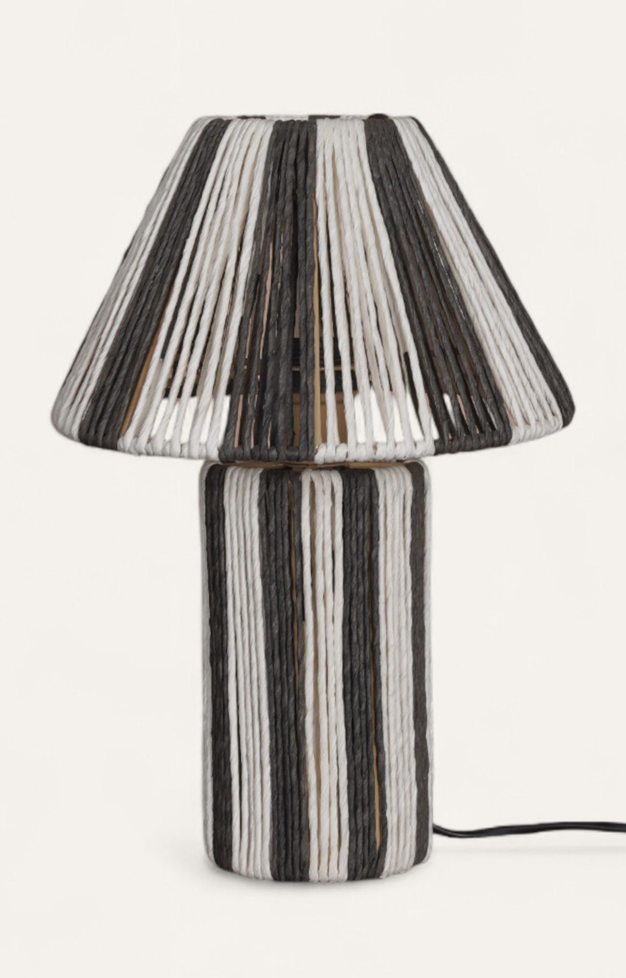 Textured Black & White Raffia Table Lamp