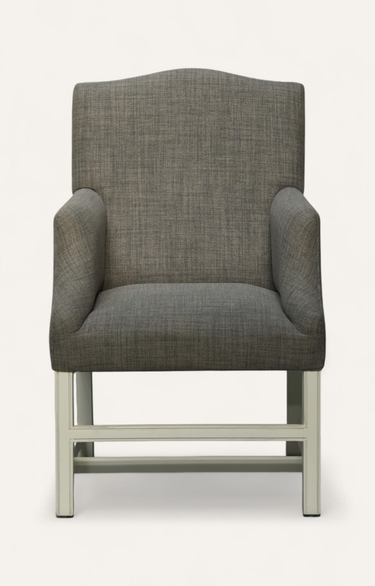 Modern Grey Upholstered Accent Chair with White Base