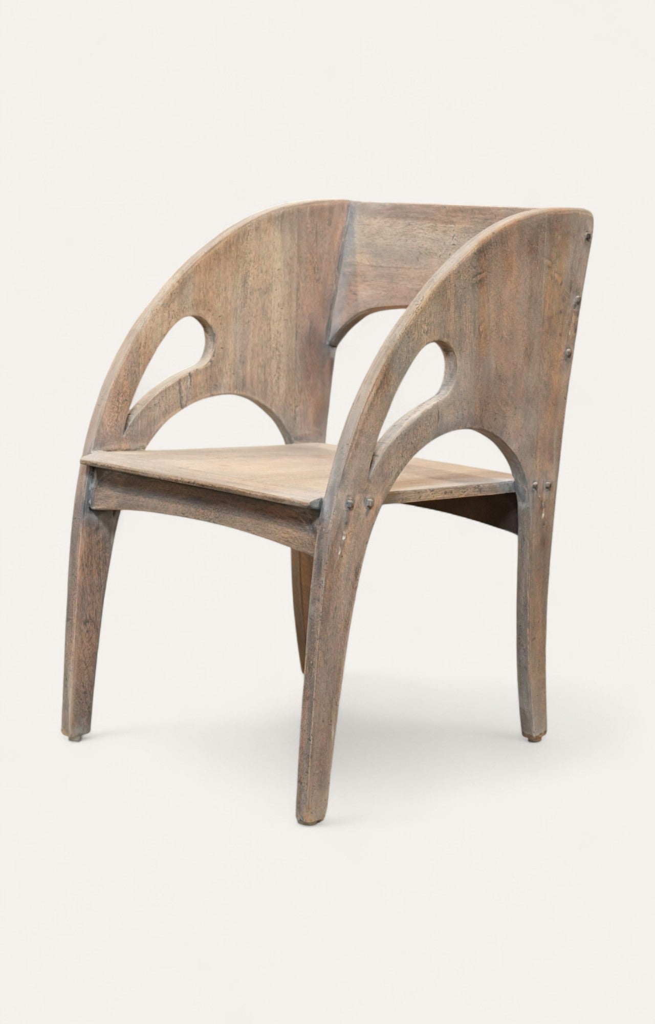 Sculptural Solid Wood Accent Chair