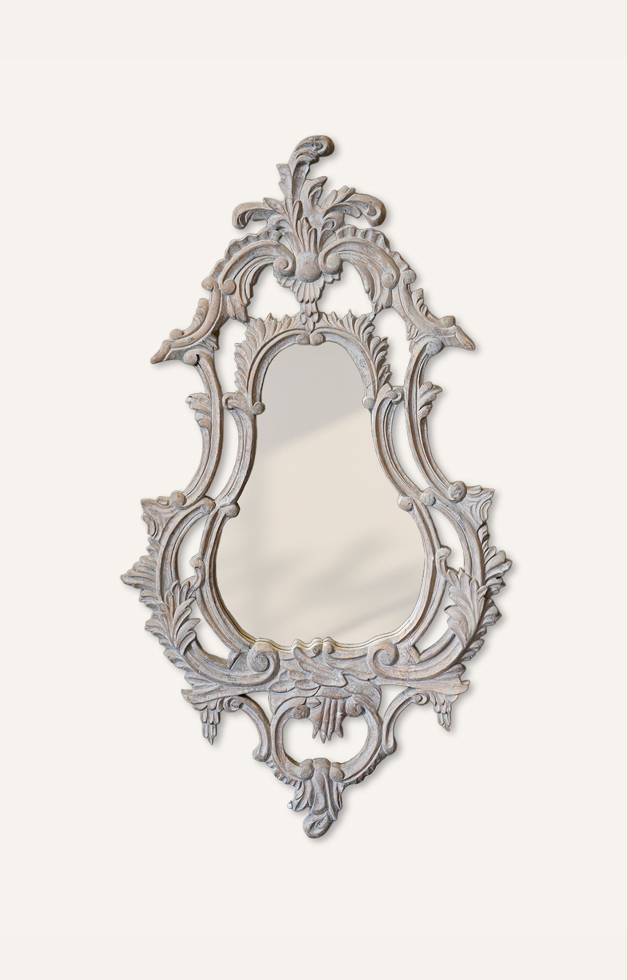 French White hand carved mirror