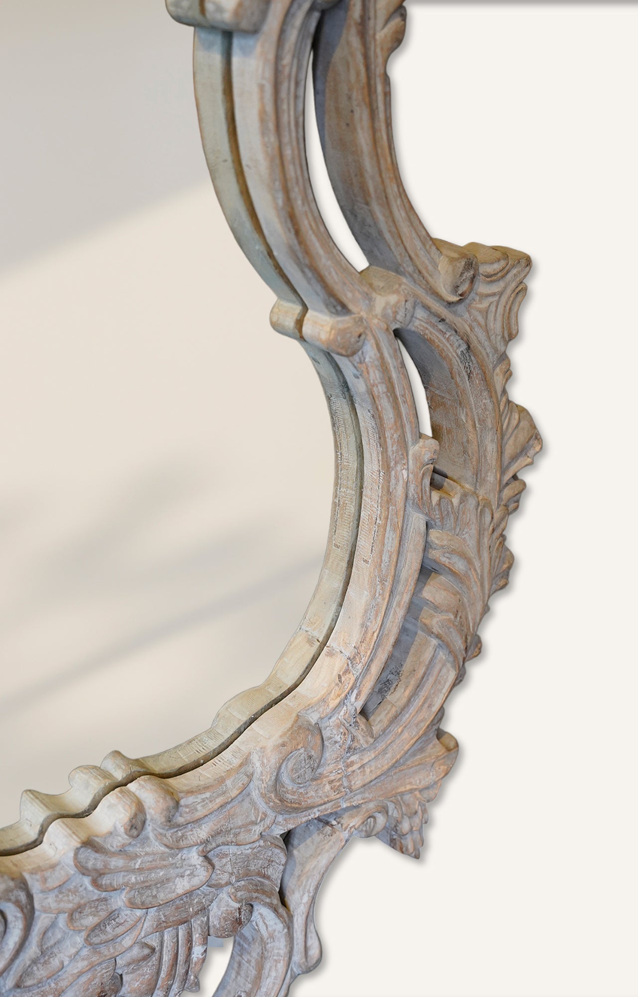 French White hand carved mirror