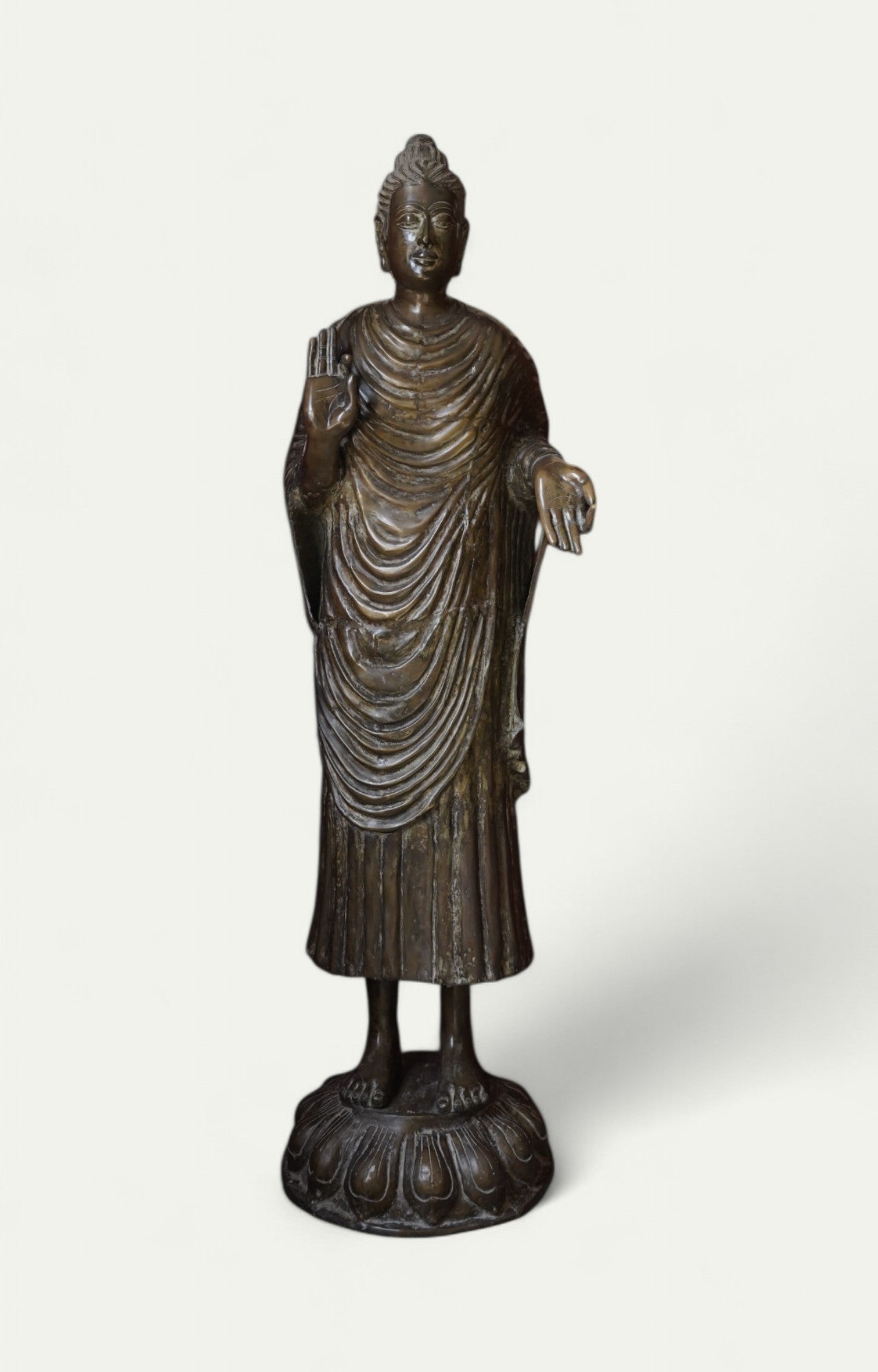 Standing Buddha Statue in Brass