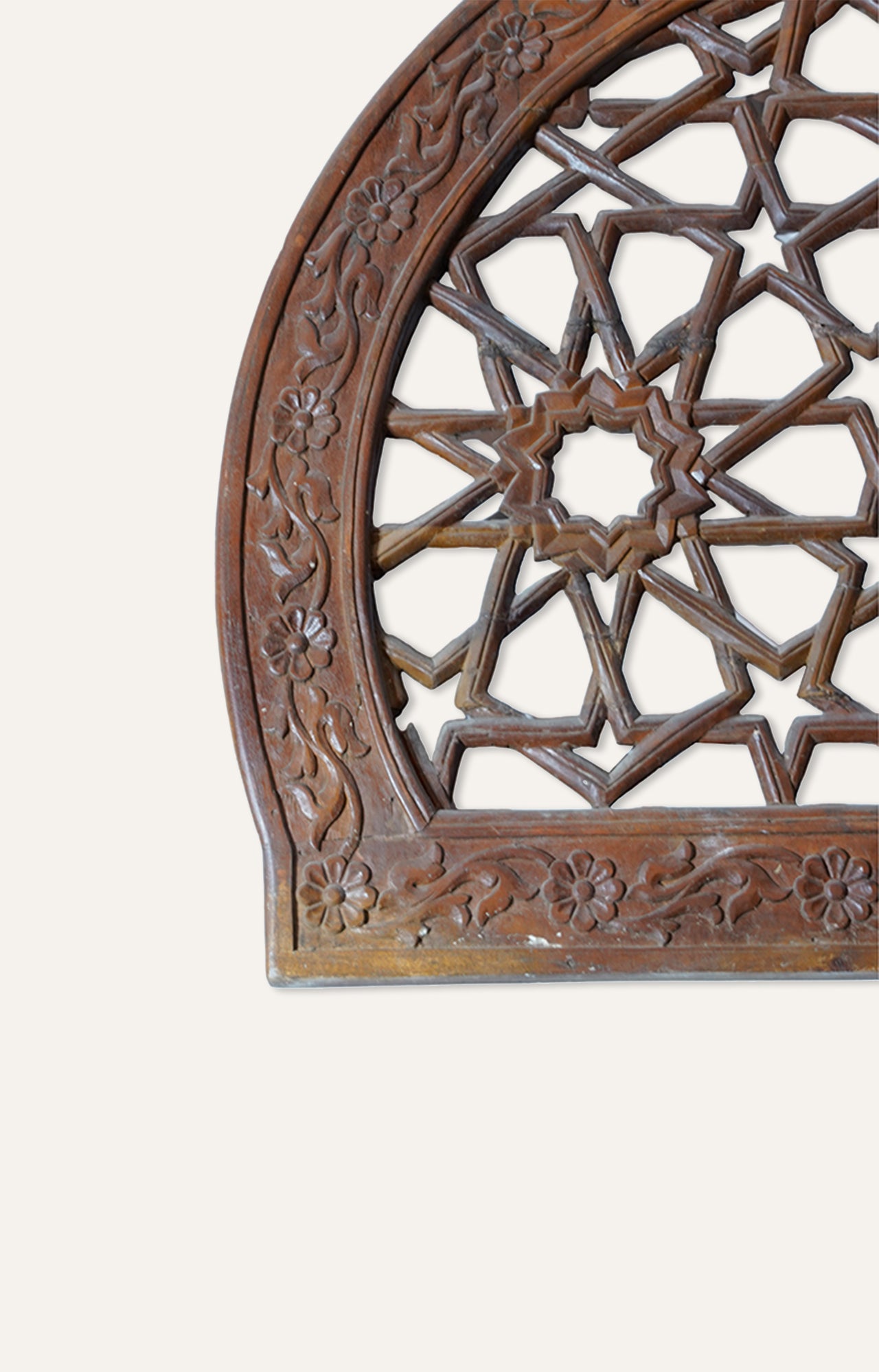 Mughal Geometric Wood Carving: Modern Wall Art Panel